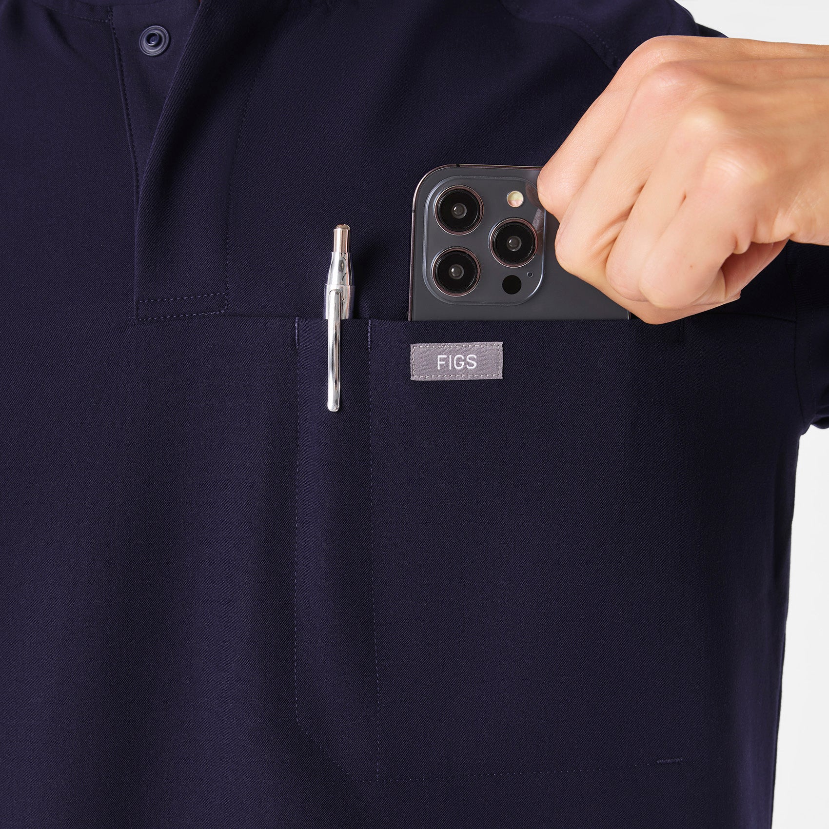 Stratton Henley Scrub Top - Navy
