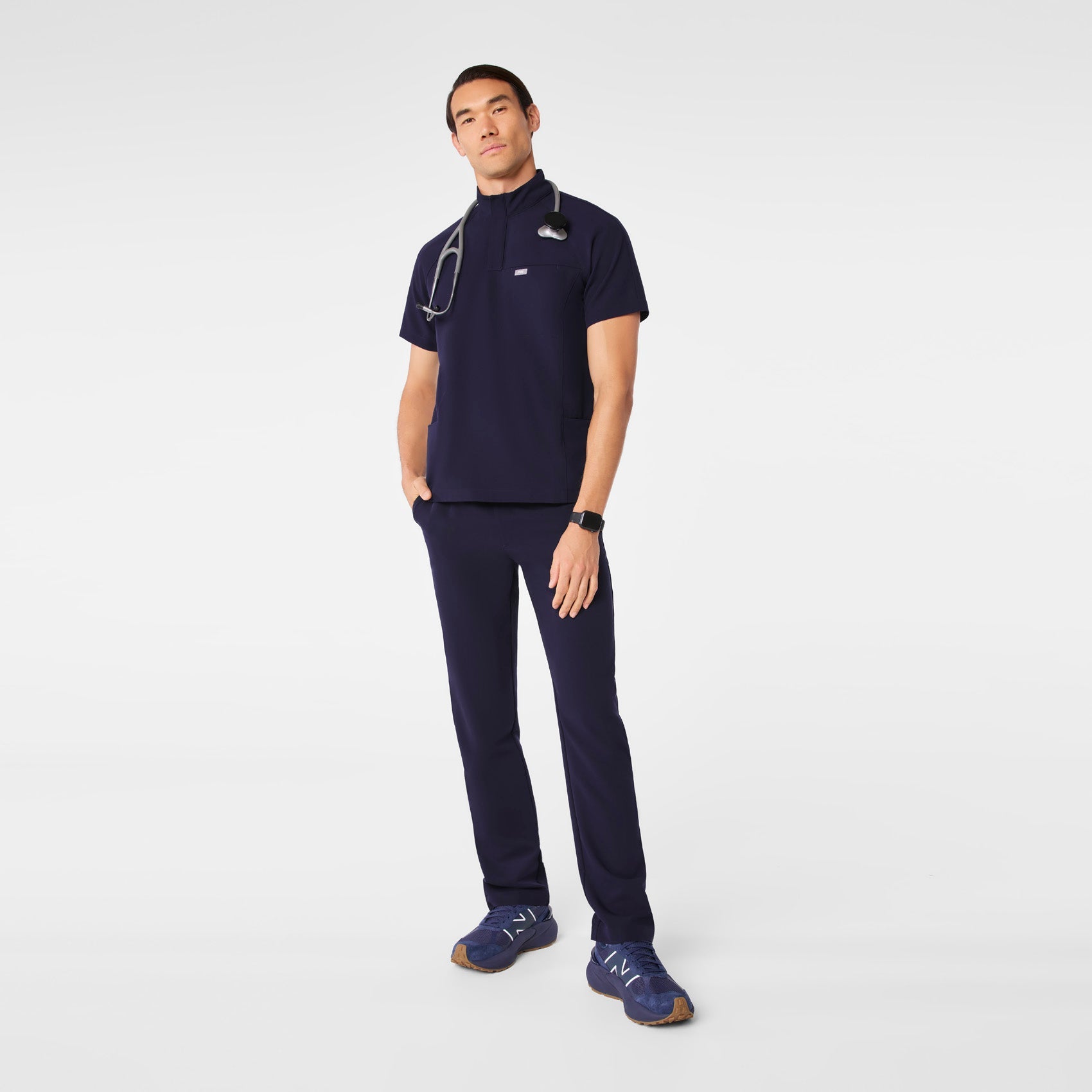 Timmons Mock-Neck Scrub Top - Navy