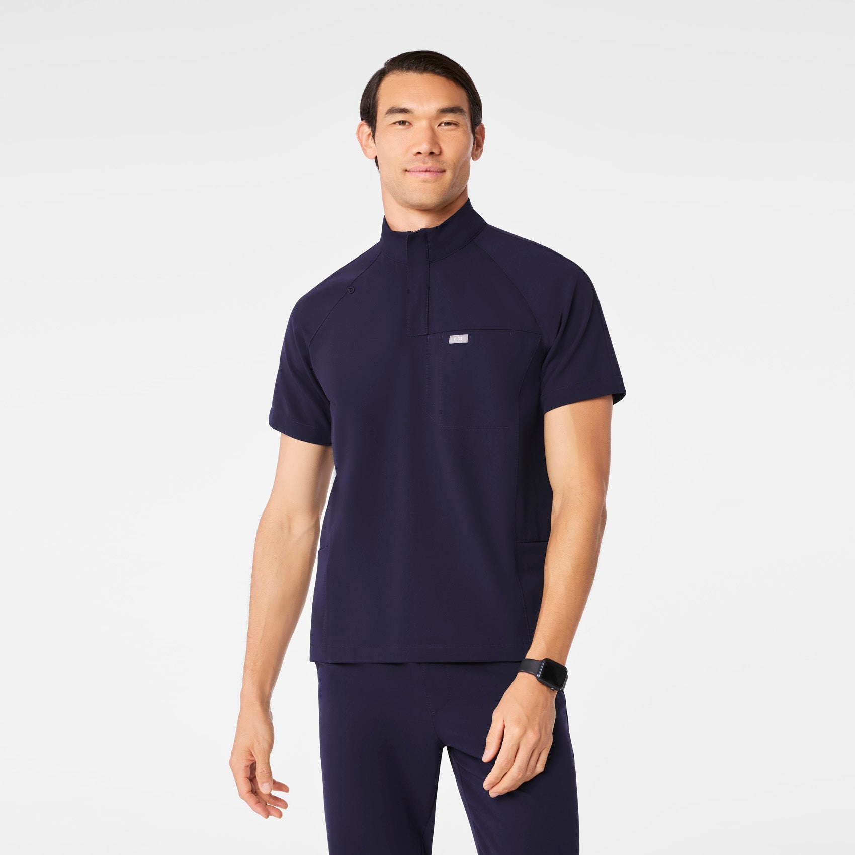 Timmons Mock-Neck Scrub Top - Navy