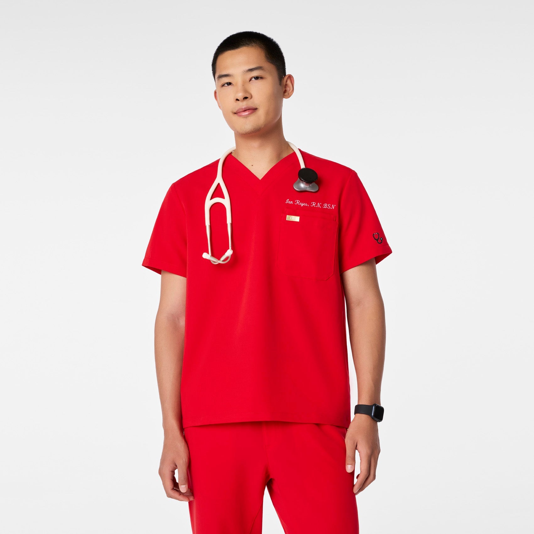 Leon Scrub Top™ - Pop Red