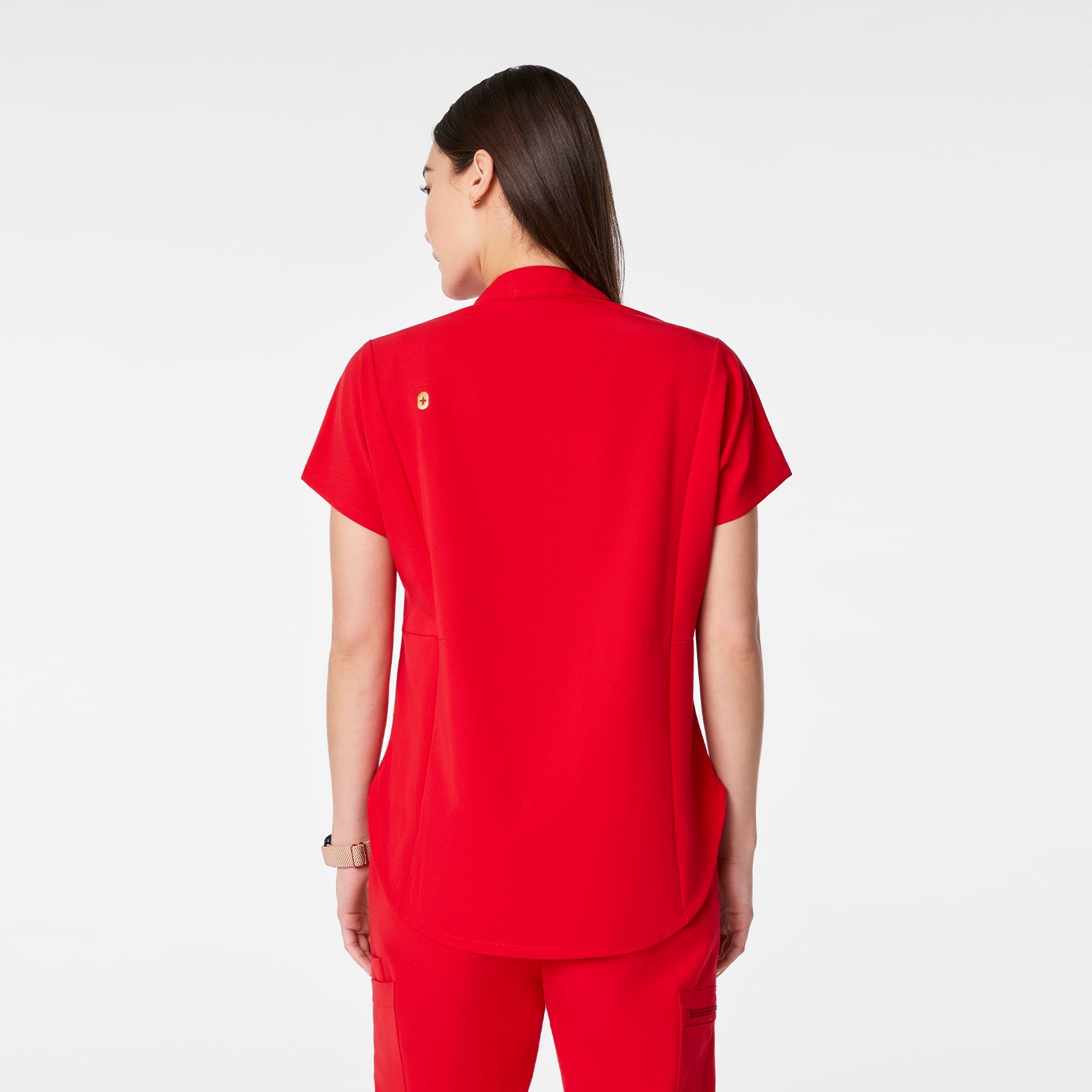 Montex Relaxed Scrub Top - Pop Red