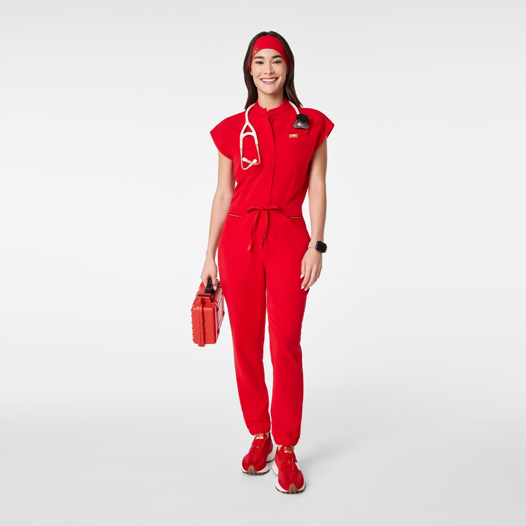 Rafaela Jogger ScrubJumpsuit™ - Pop Red