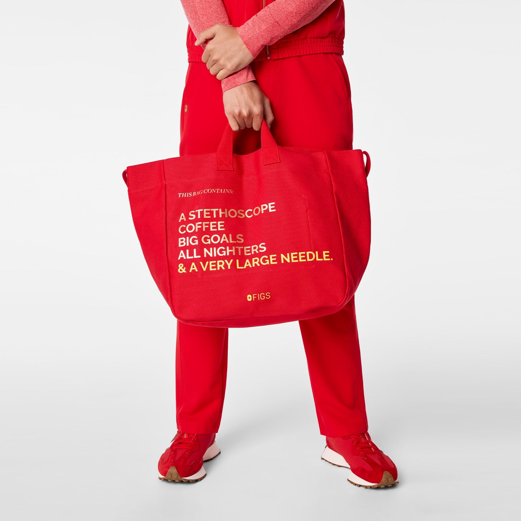 A Very Large Needle Canvas Tote - Pop Red
