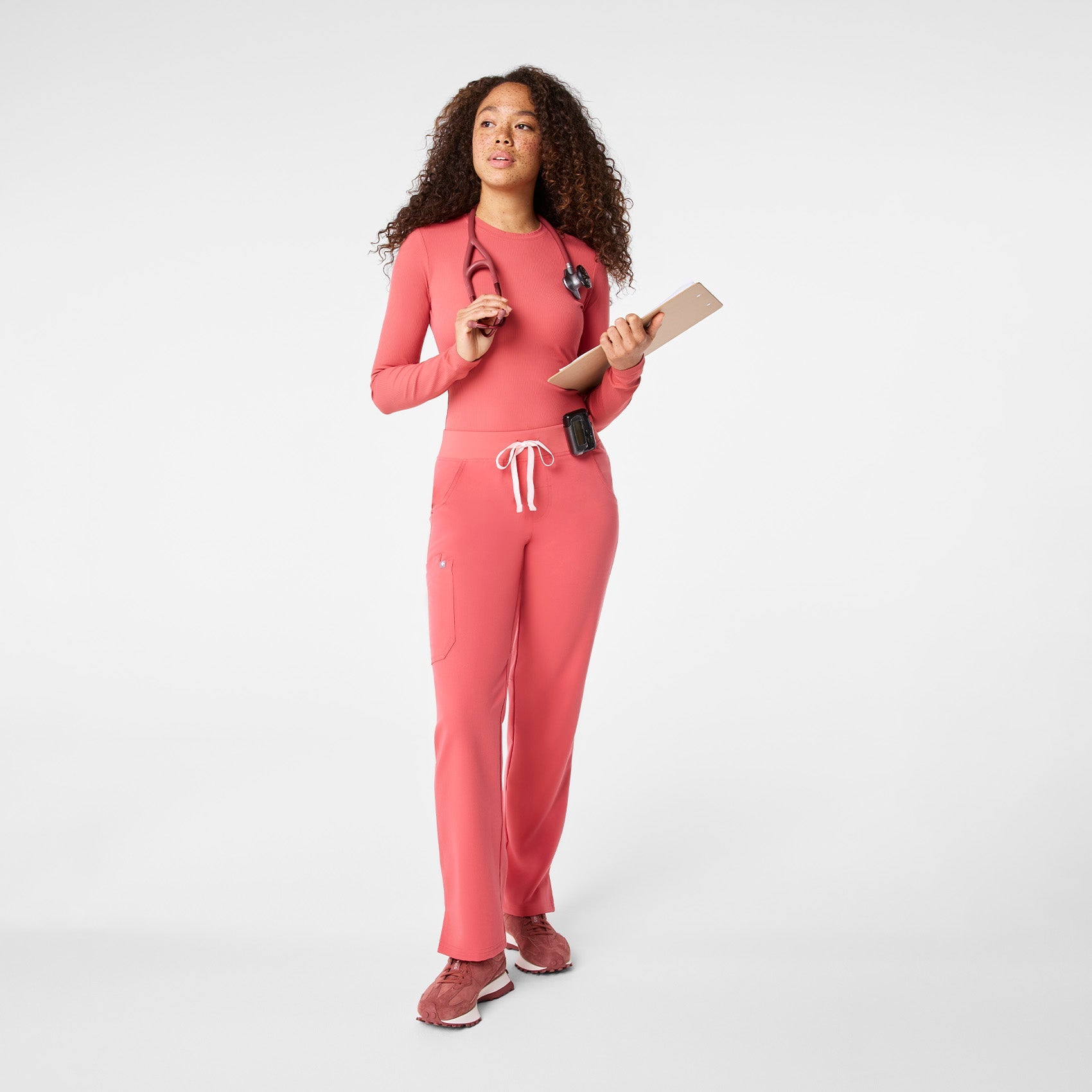 Palmer Ribbed Long-Sleeve Underscrub - Pulmonary Pink