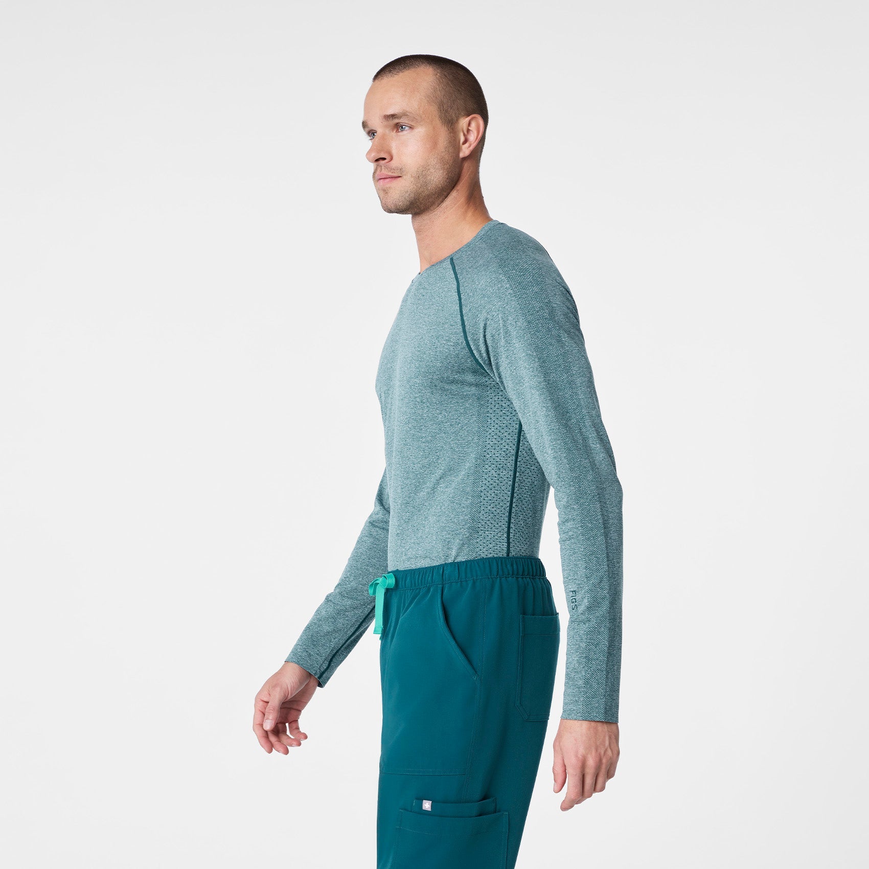 Makato Seamless Long-Sleeve Underscrub - Caribbean Blue