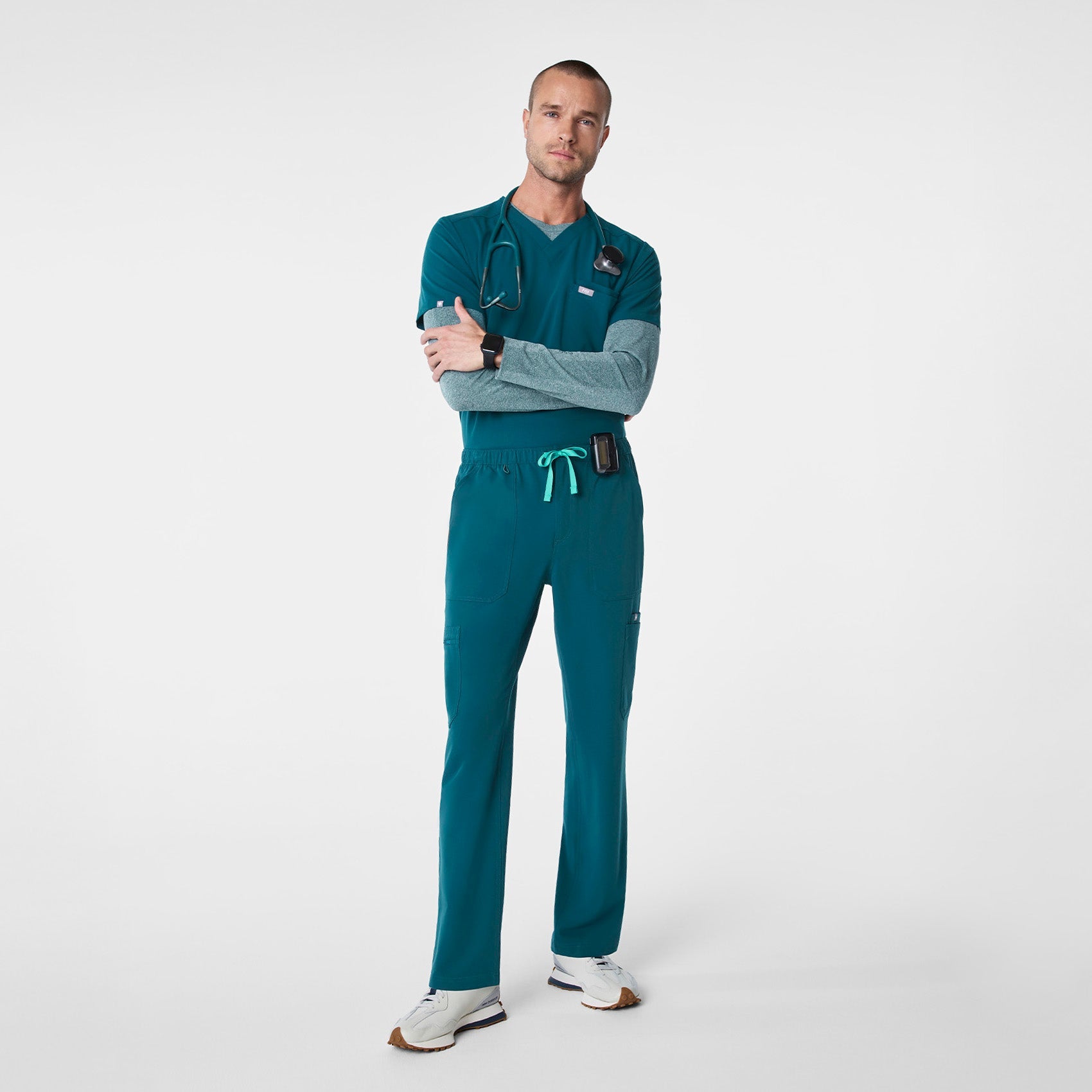 Makato Seamless Long-Sleeve Underscrub - Caribbean Blue