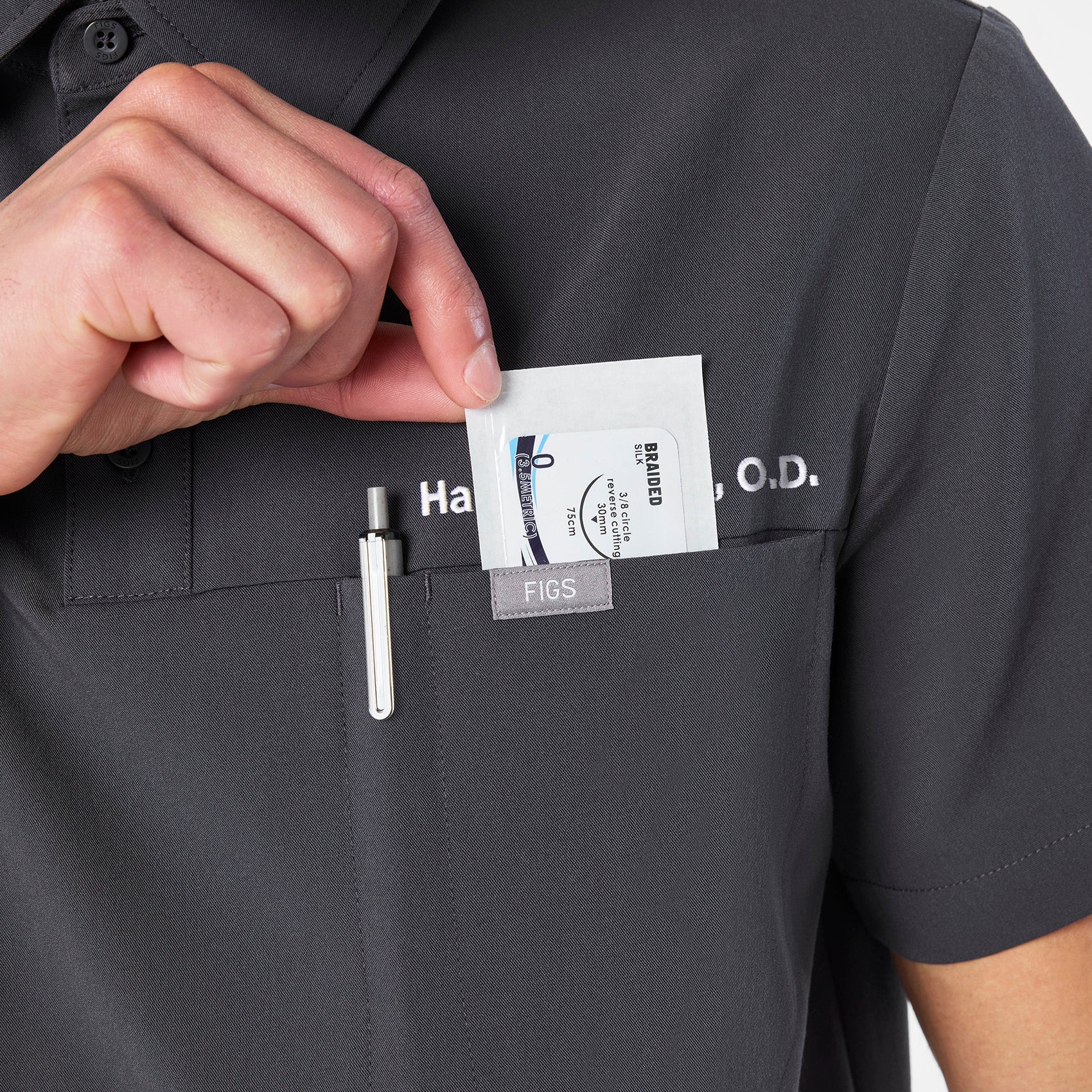 Eugene Polo Scrub Top - Charcoal