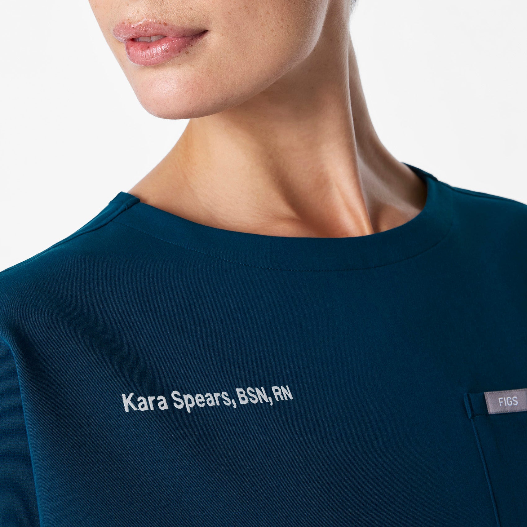 Arua Cropped Crewneck Scrub Top - Deep Reef