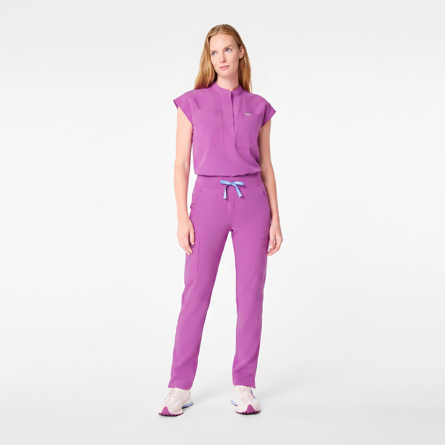 Payson Relaxed Henley Scrub Top - Ultraberry