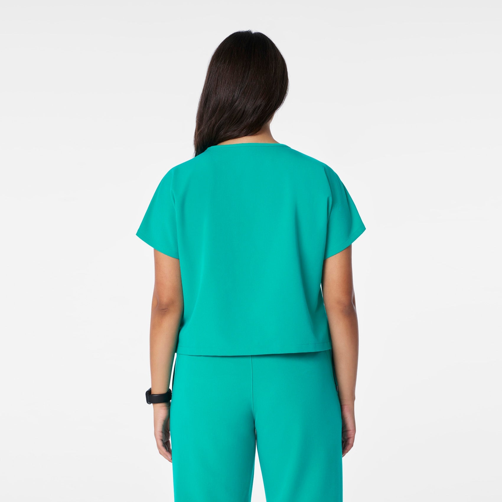 Arua Cropped Crewneck Scrub Top - Lagoon