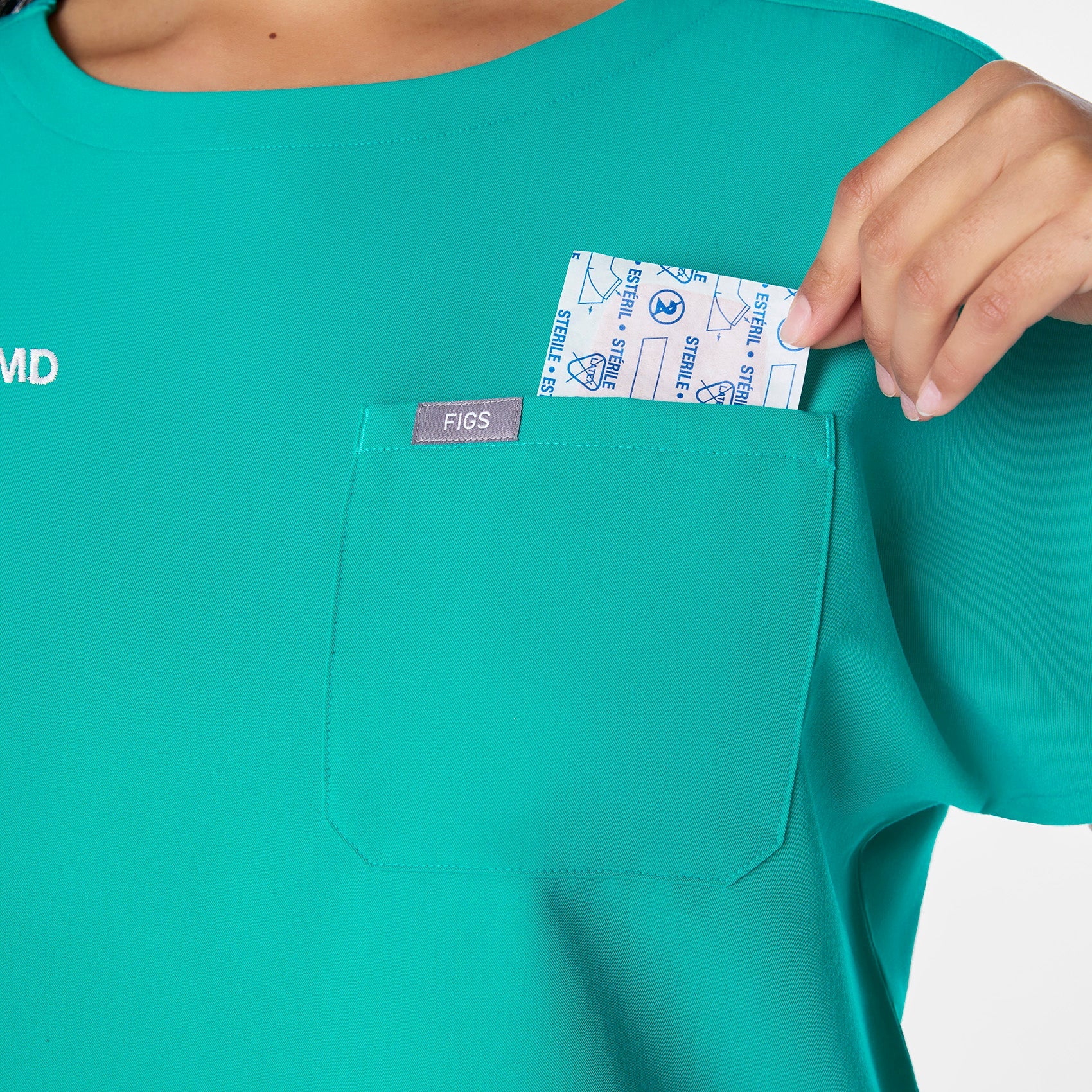 Arua Cropped Crewneck Scrub Top - Lagoon