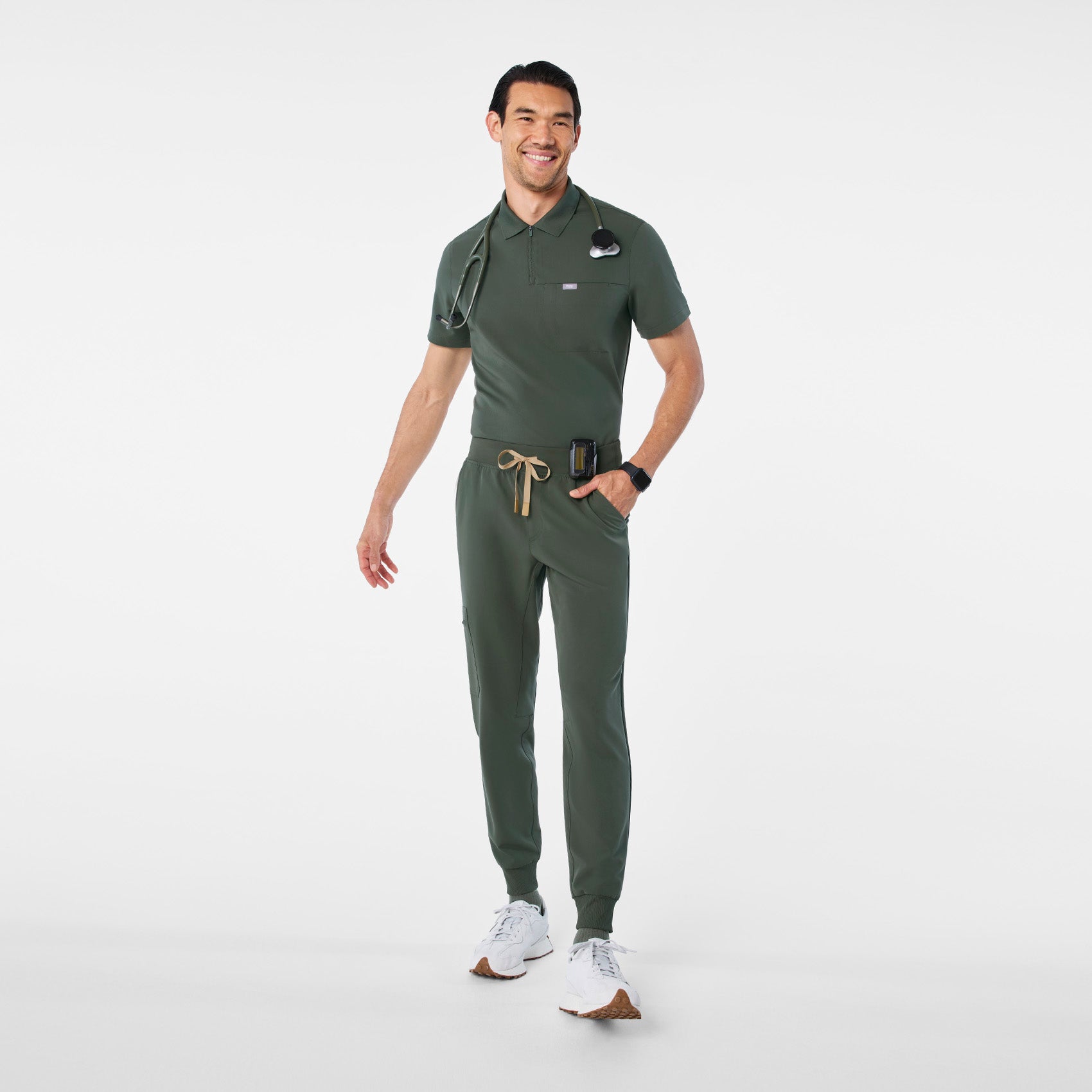 Jasper Polo Scrub Top - Moss
