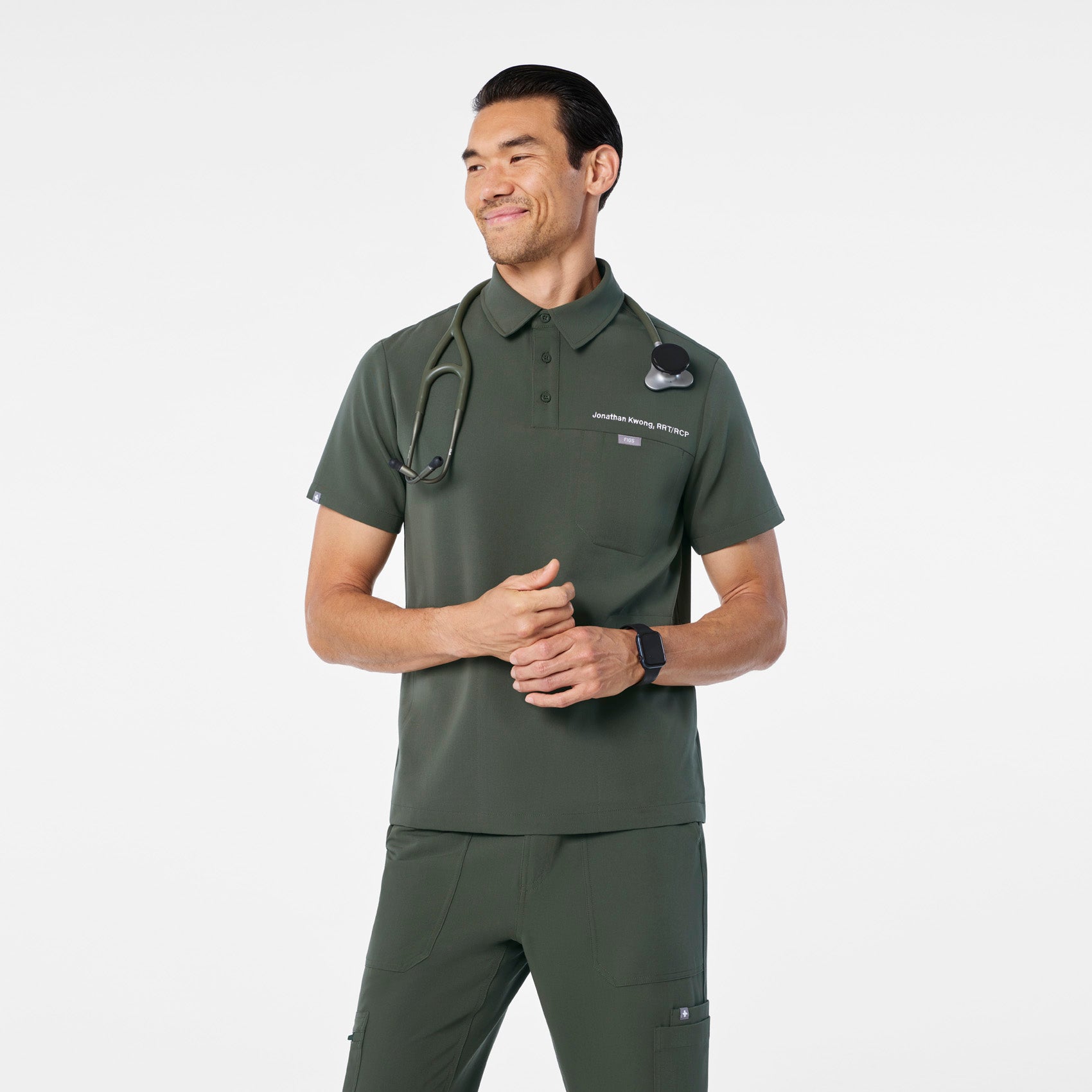 Eugene Polo Scrub Top - Moss