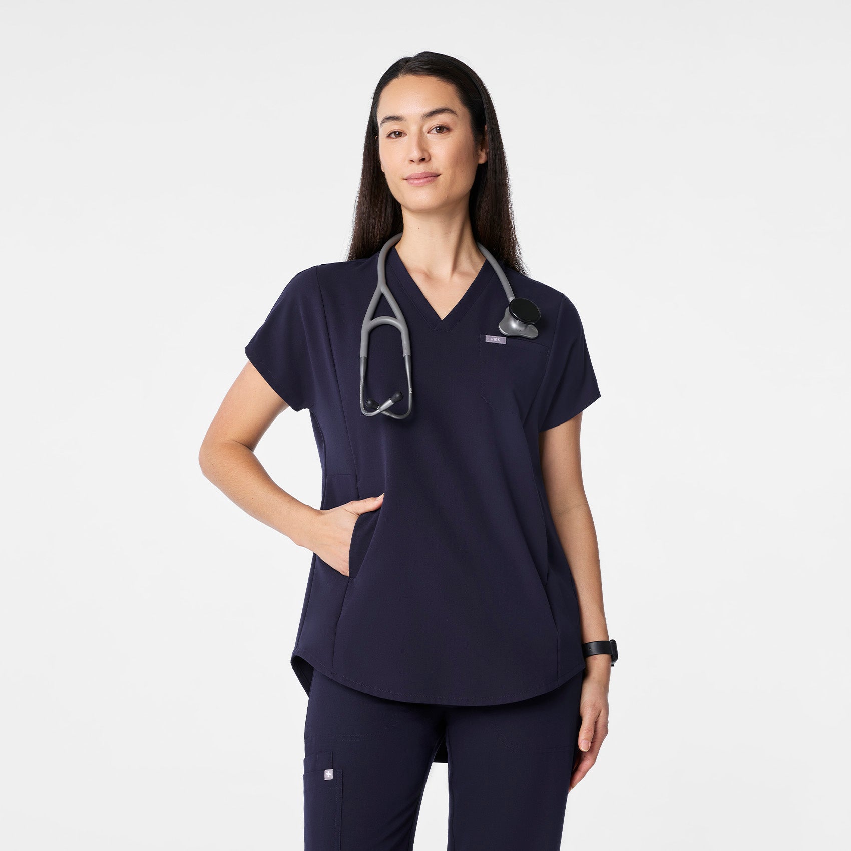  Addison Tunic Scrub Top - Navy