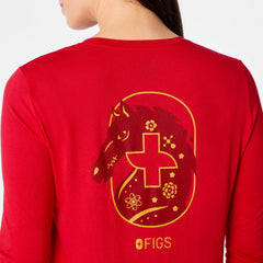 Luck Looks Good on You Long-Sleeve Underscrub - Pop Red