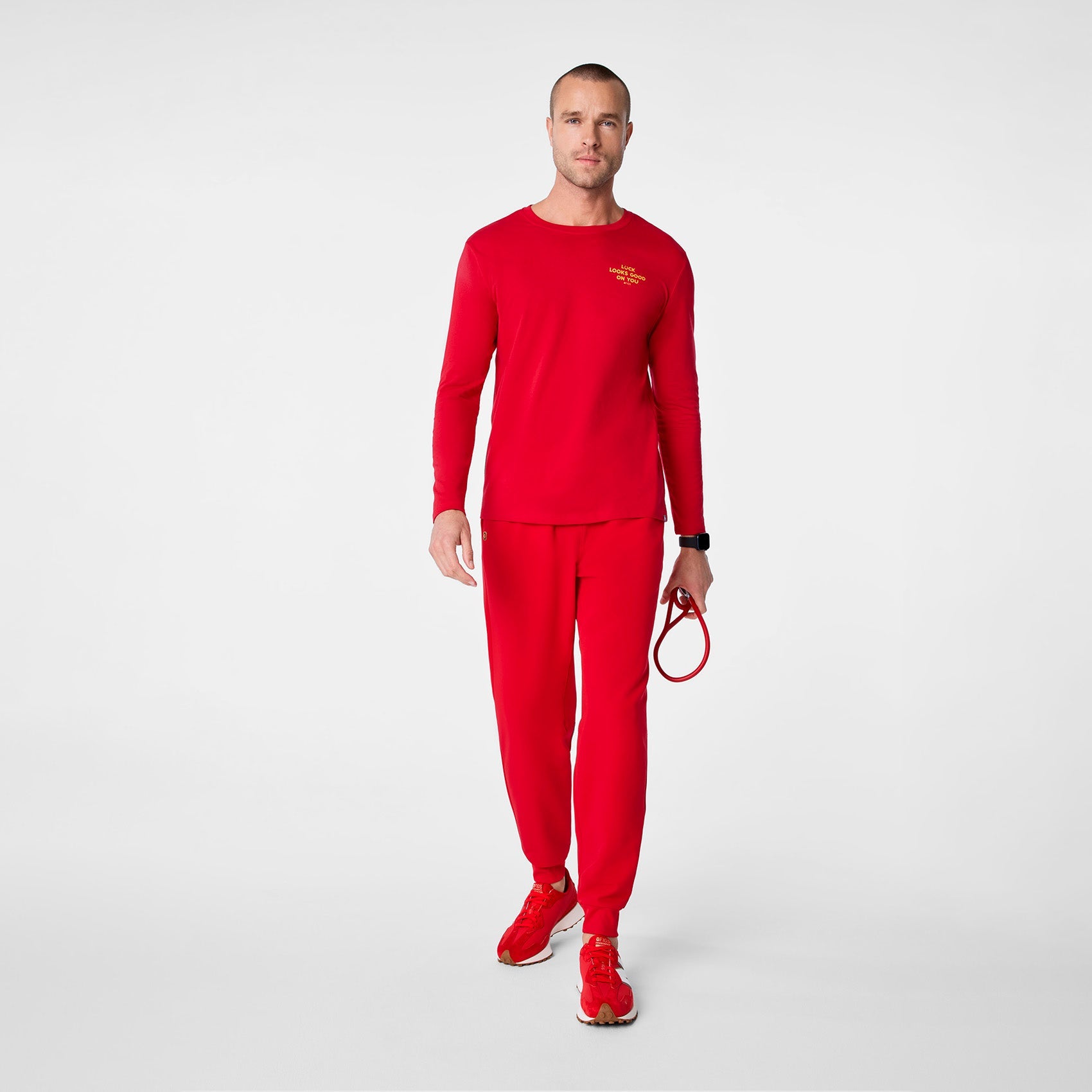 Luck Looks Good on You Long-Sleeve Underscrub - Pop Red