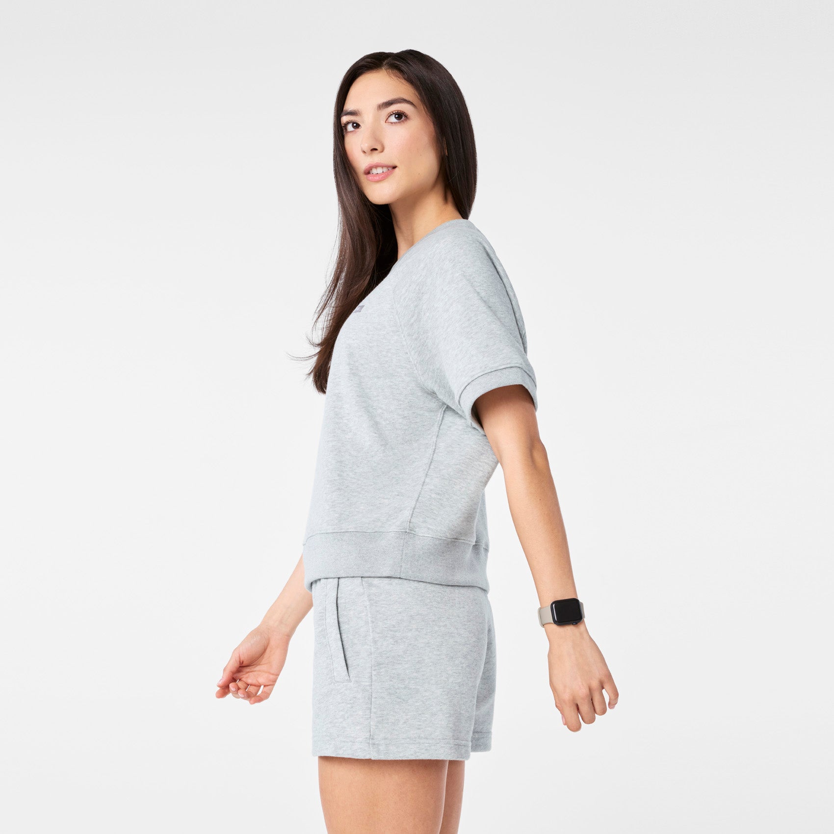 Evelyn Short-Sleeve Sweatshirt - Heather Grey