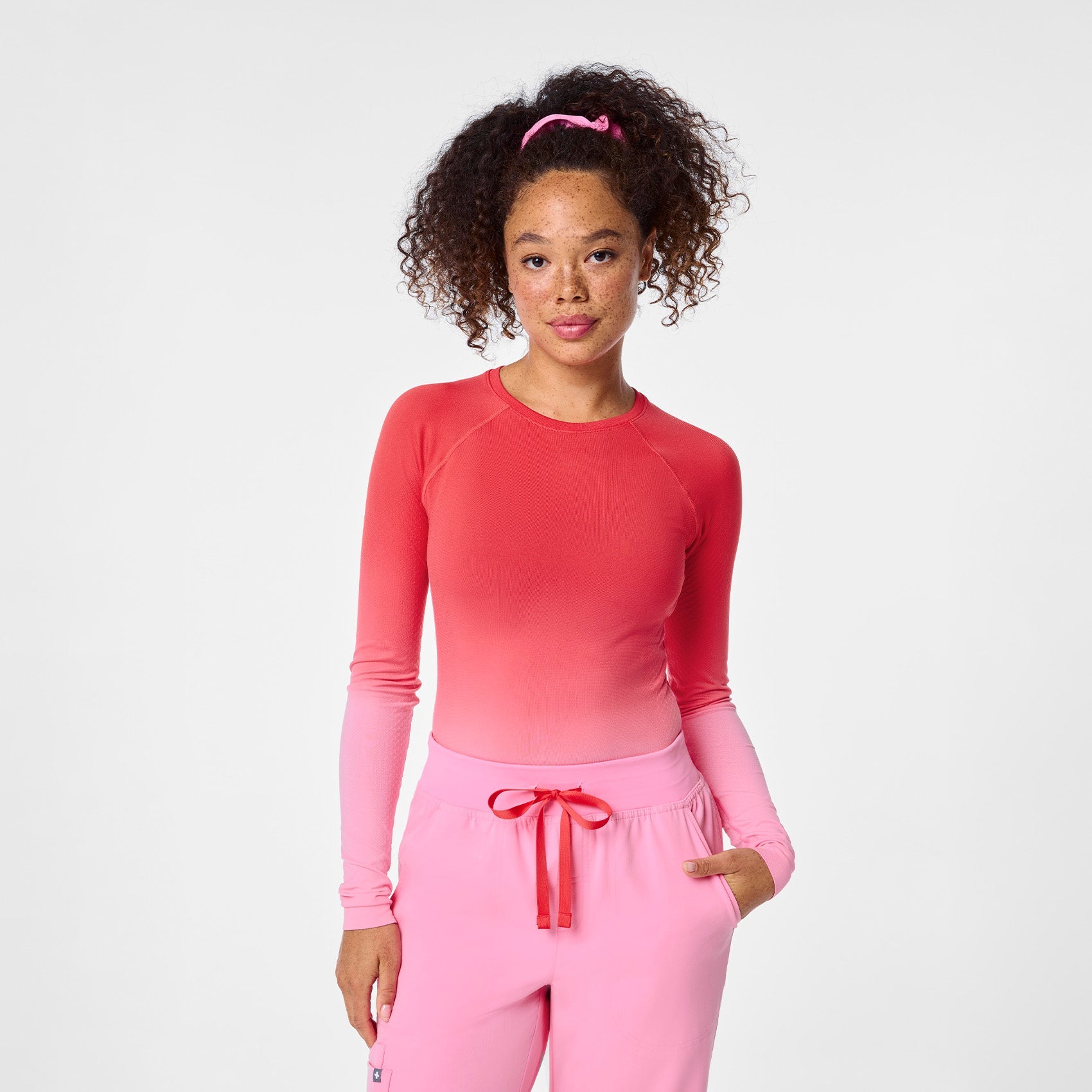 Salta Ombre Long-Sleeve Underscrub - Ombre Sunrise Pink