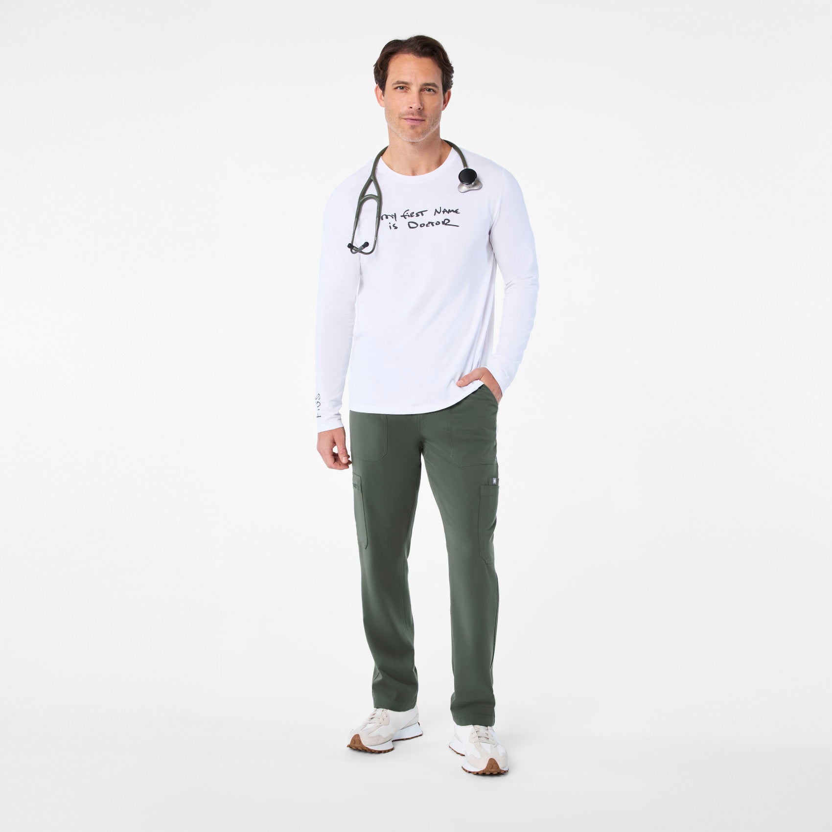 My First Name is Doctor Long-Sleeve Underscrub - Optic White