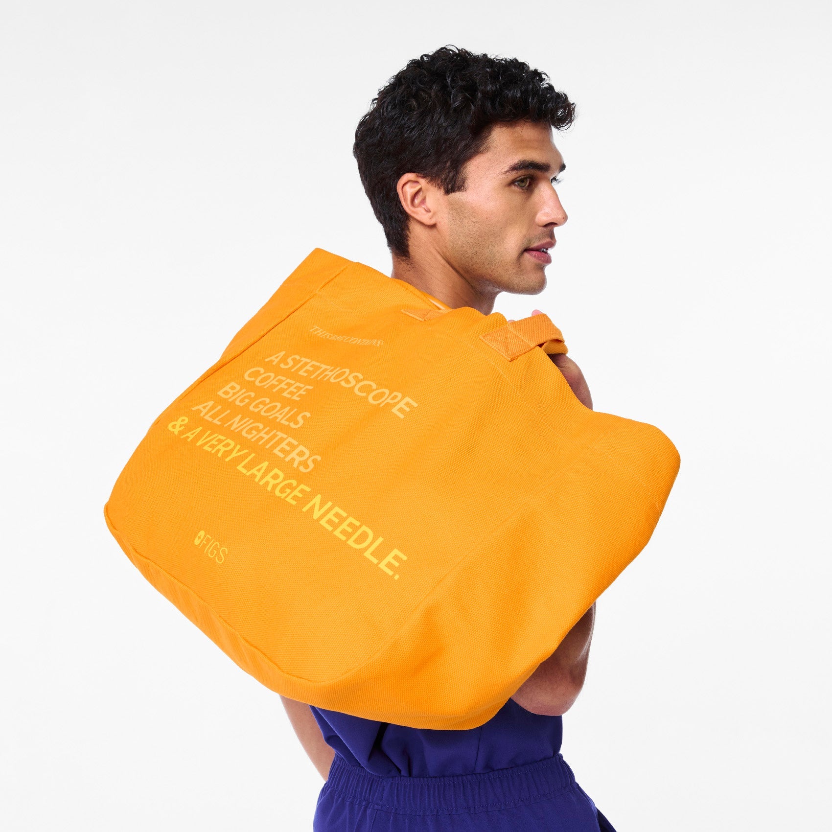 A Very Large Needle Detachable Strap Tote - Creamsicle