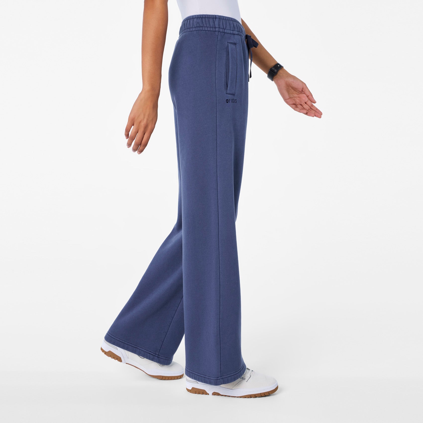 Hayden Vintage Wash Wide-Leg Sweatpants - Quiet Navy