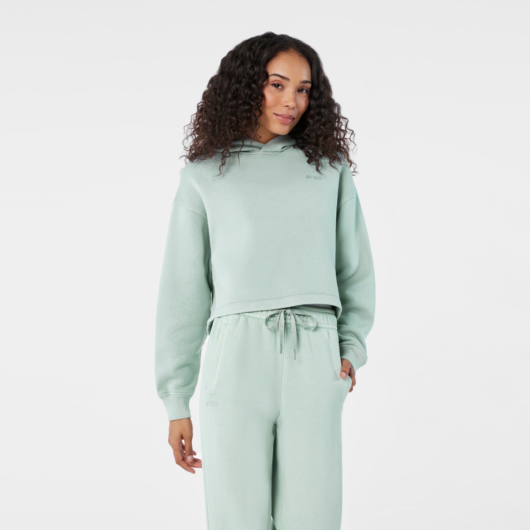 Hayden Vintage Wash Cropped Hoodie Sweatshirt - Soft Sage