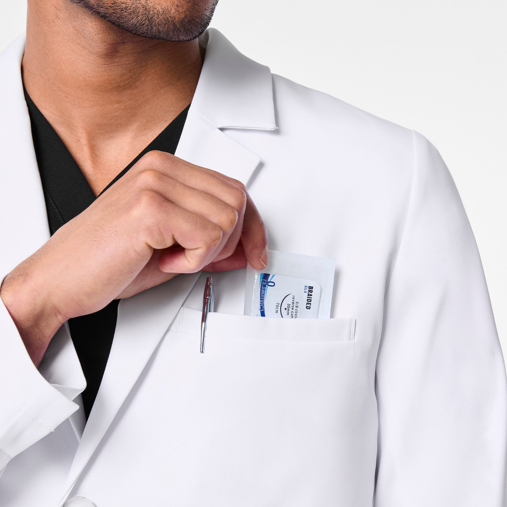 Harlem Short Slim Lab Coat - White