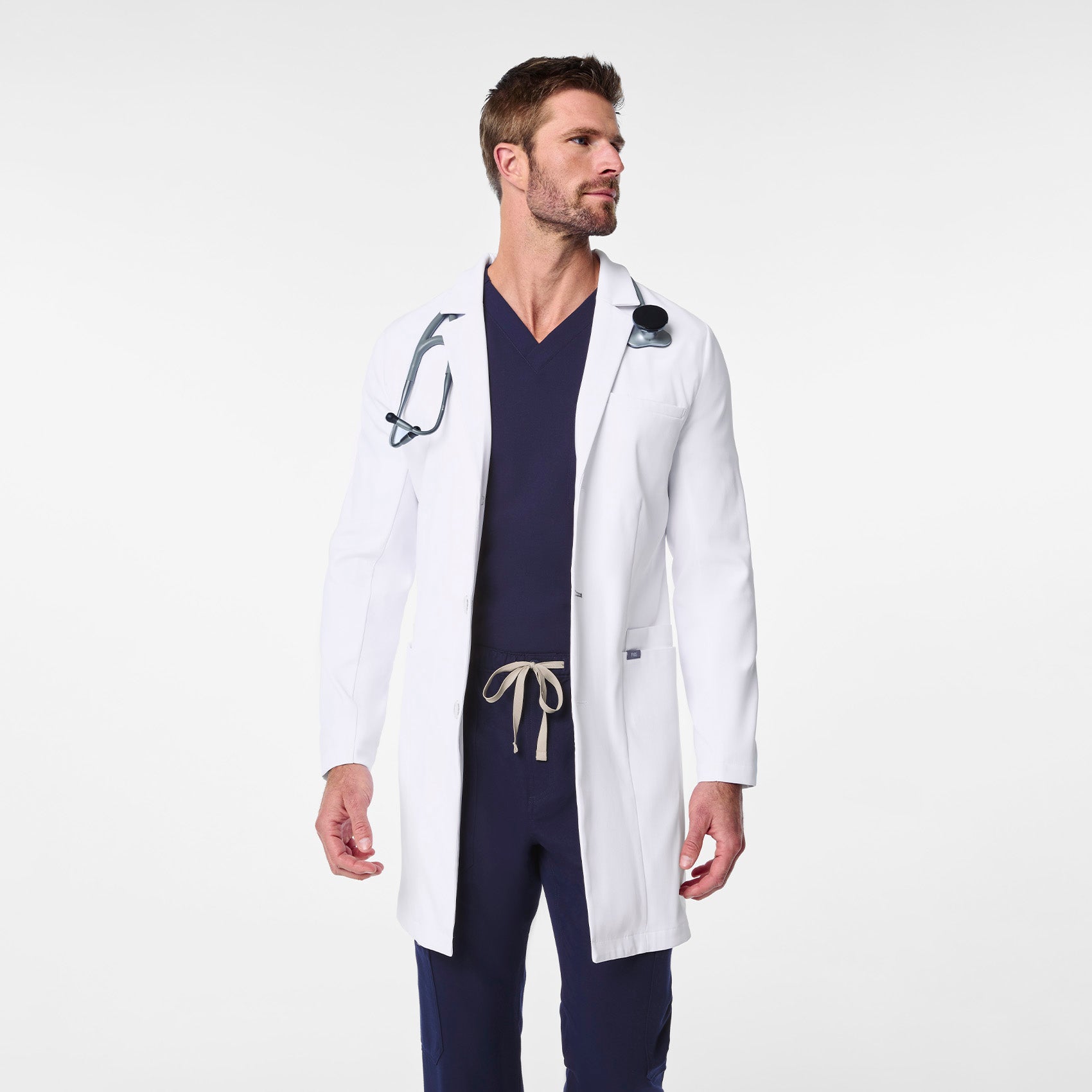 Harlem Long Slim Lab Coat - White