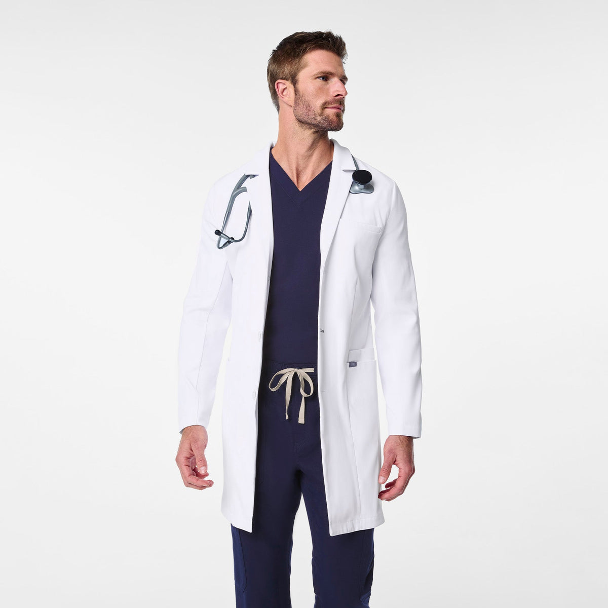 Harlem Long Slim Lab Coat - White