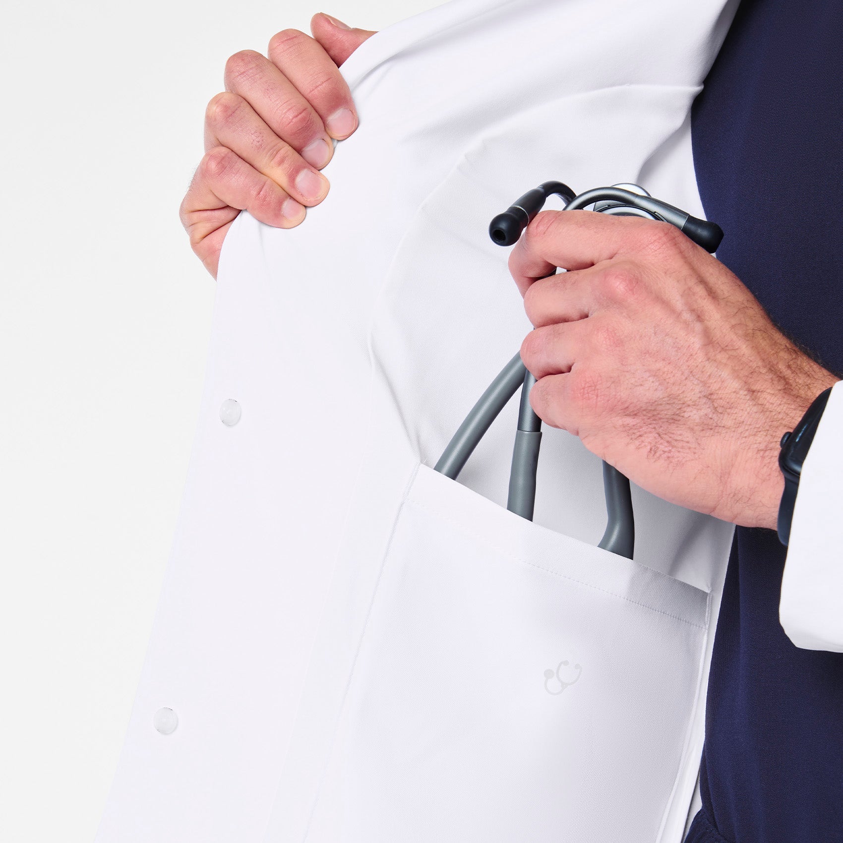 Harlem Long Slim Lab Coat - White