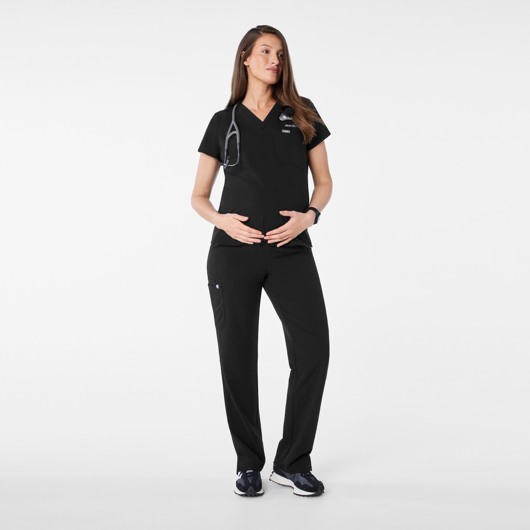 Catarina Maternity Scrub Top - Black