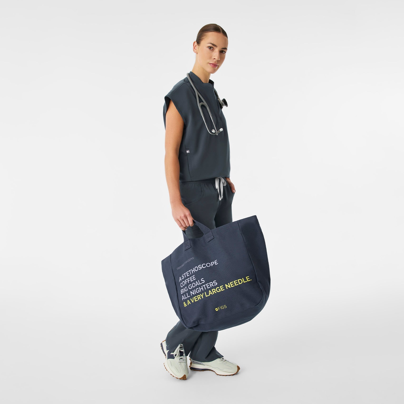A Very Large Needle Detachable Strap Tote - Dark Harbor