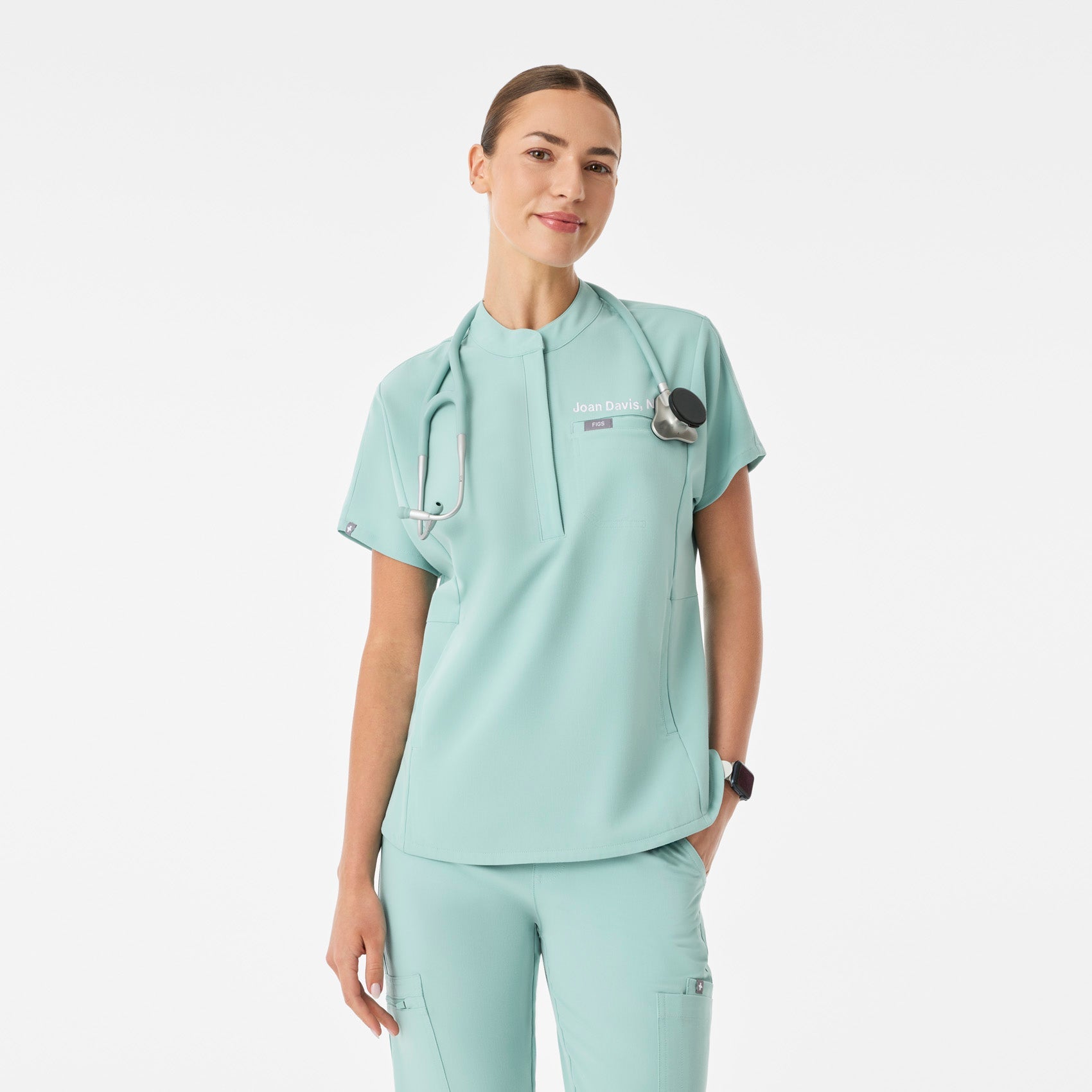 Montex Relaxed Scrub Top - Seaglass