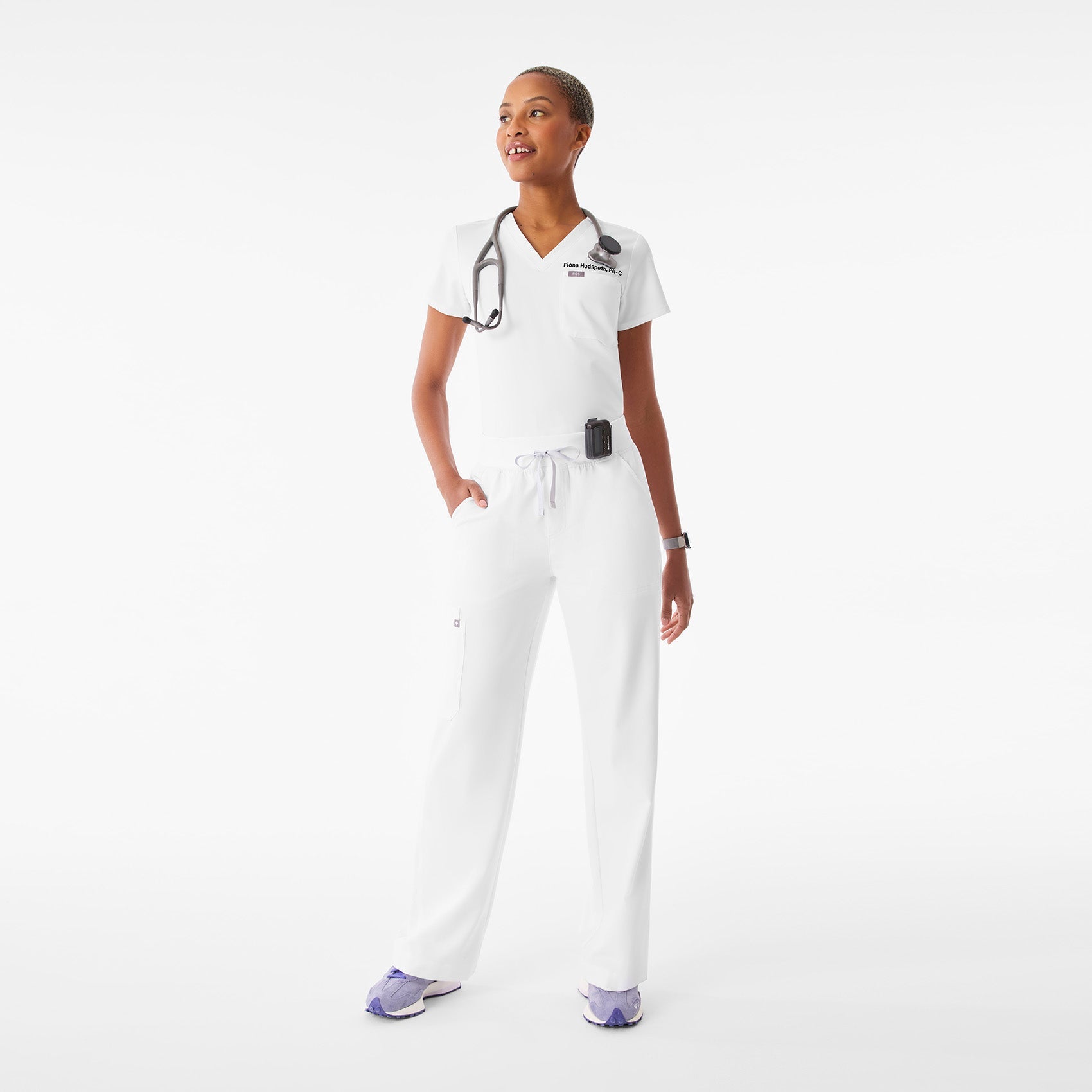 Isabel High-Rise Wide-Leg Scrub Pant - Optic White
