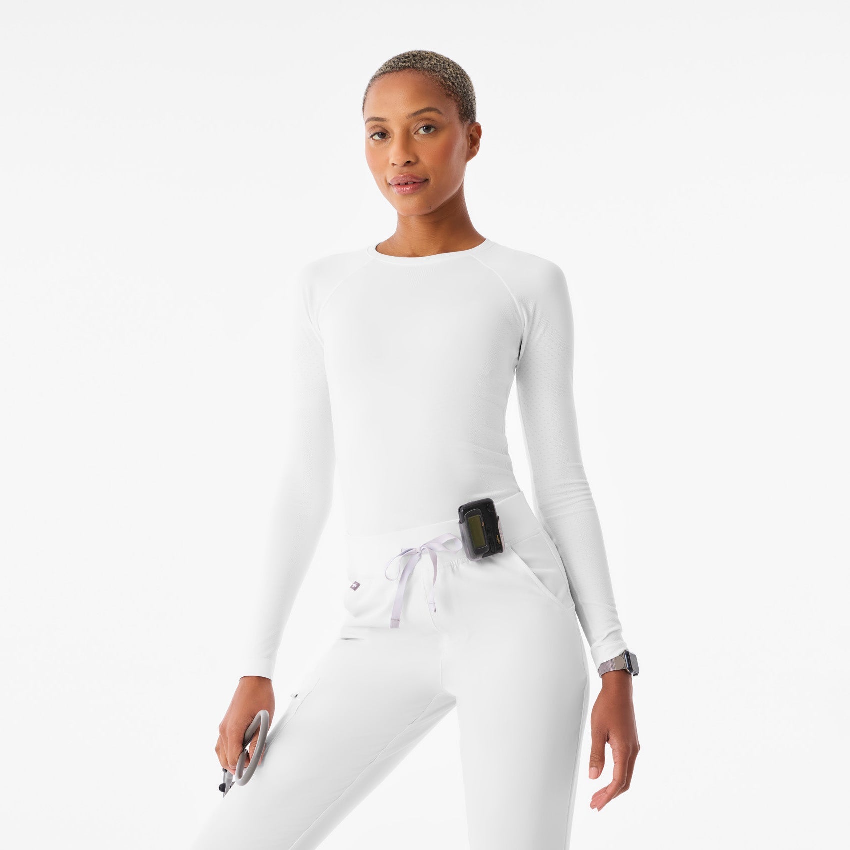 Salta Seamless Long-Sleeve Underscrub - Optic White