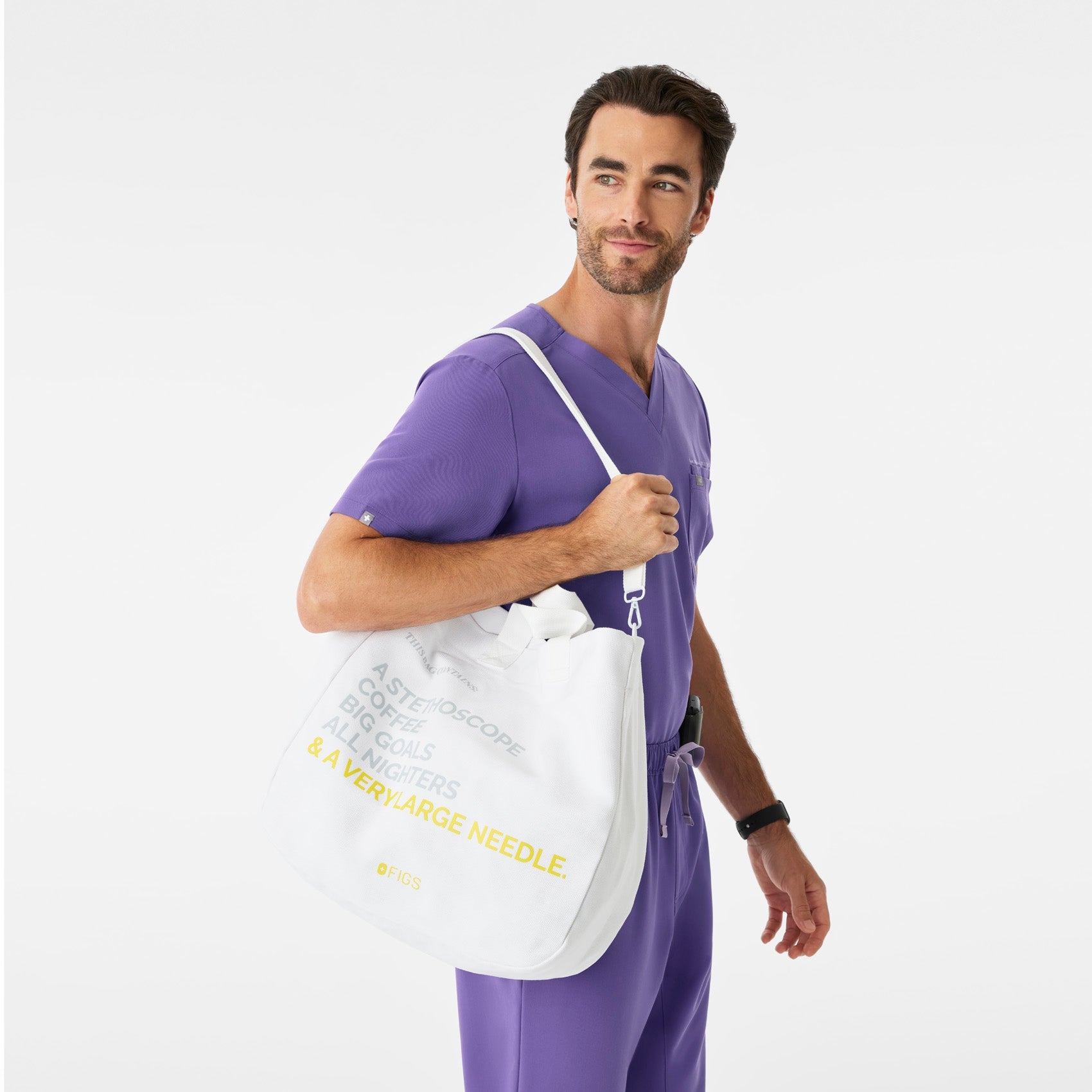 A Very Large Needle Detachable Strap Tote - Optic White