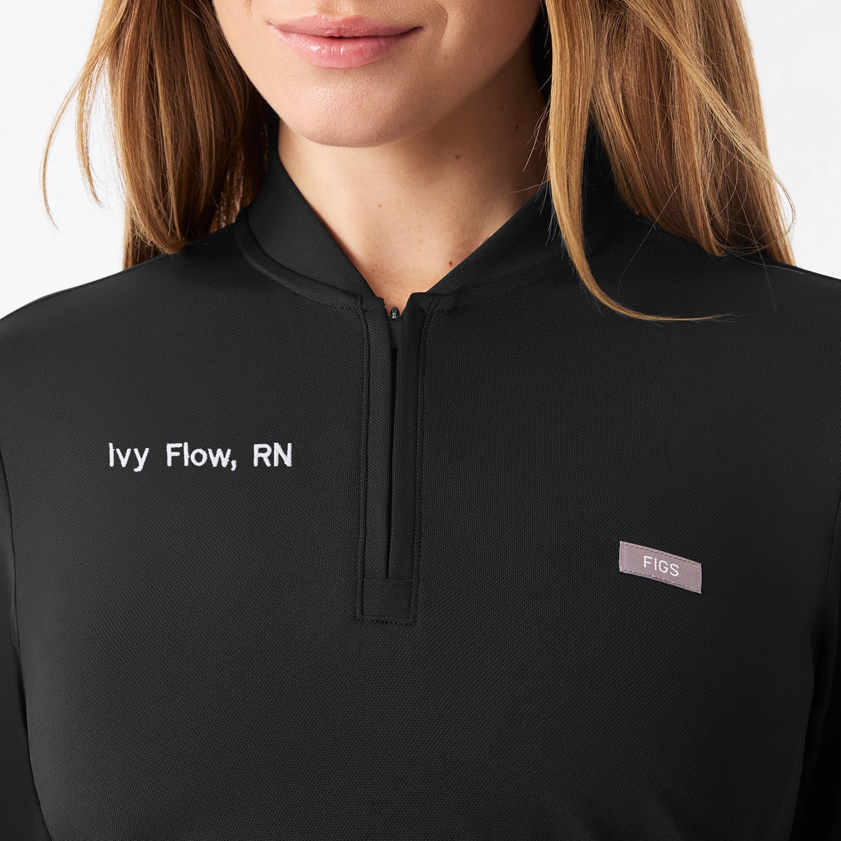 Bree Slim Long-Sleeve Scrub Top - Black