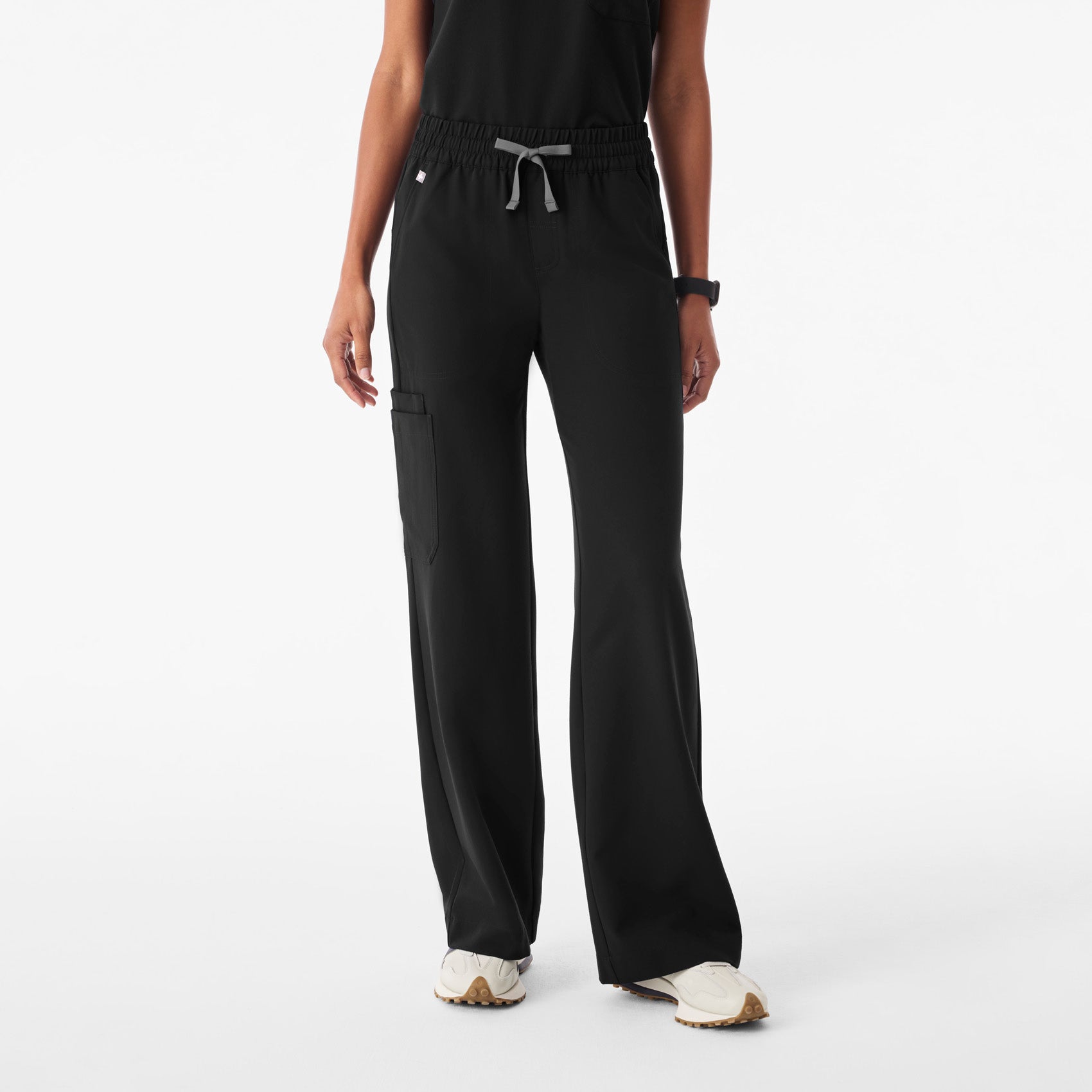 Isabel Ruched Wide-Leg Scrub Pant - Black