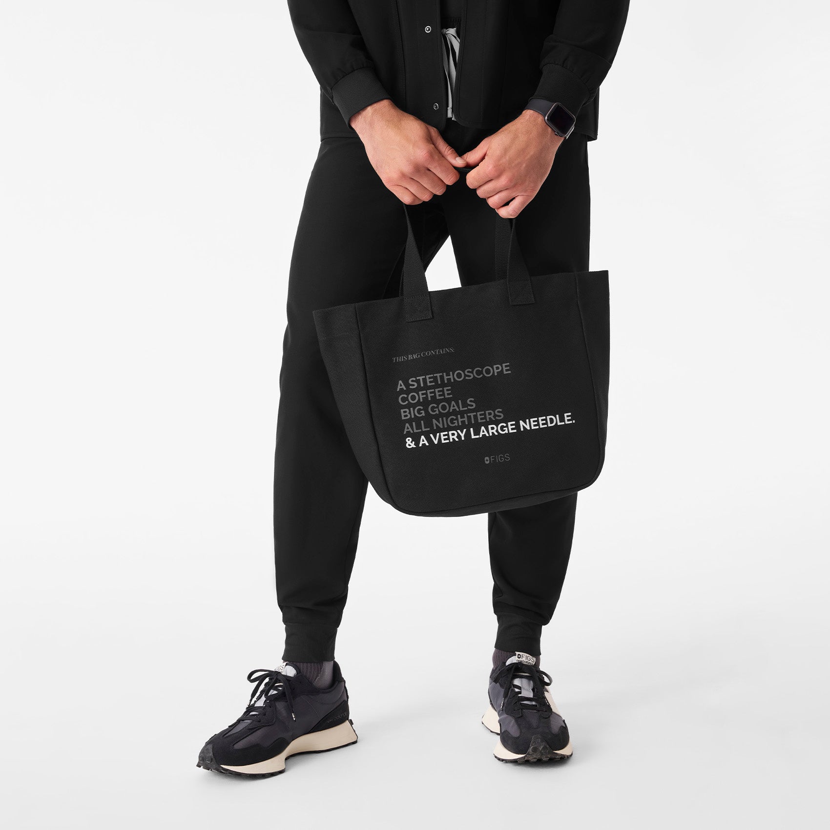 A Very Large Needle Mini Canvas Tote - Black