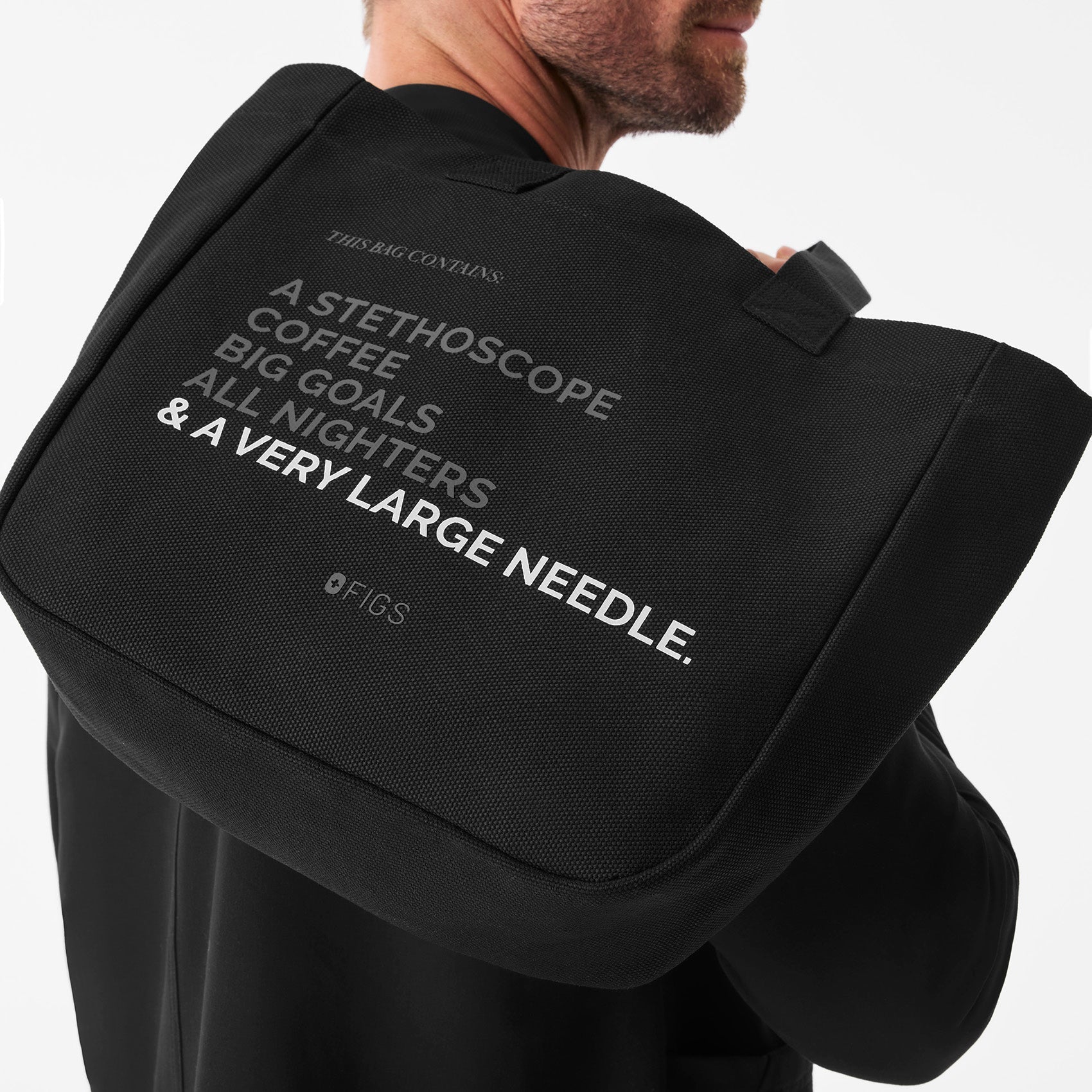 A Very Large Needle Mini Canvas Tote - Black