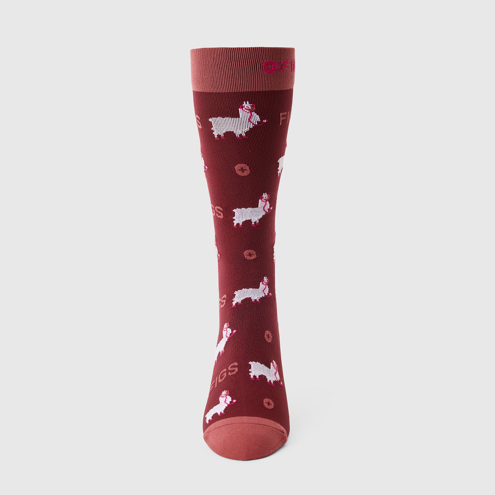 FIGS Compression Socks - Trauma Llama/Burgundy
