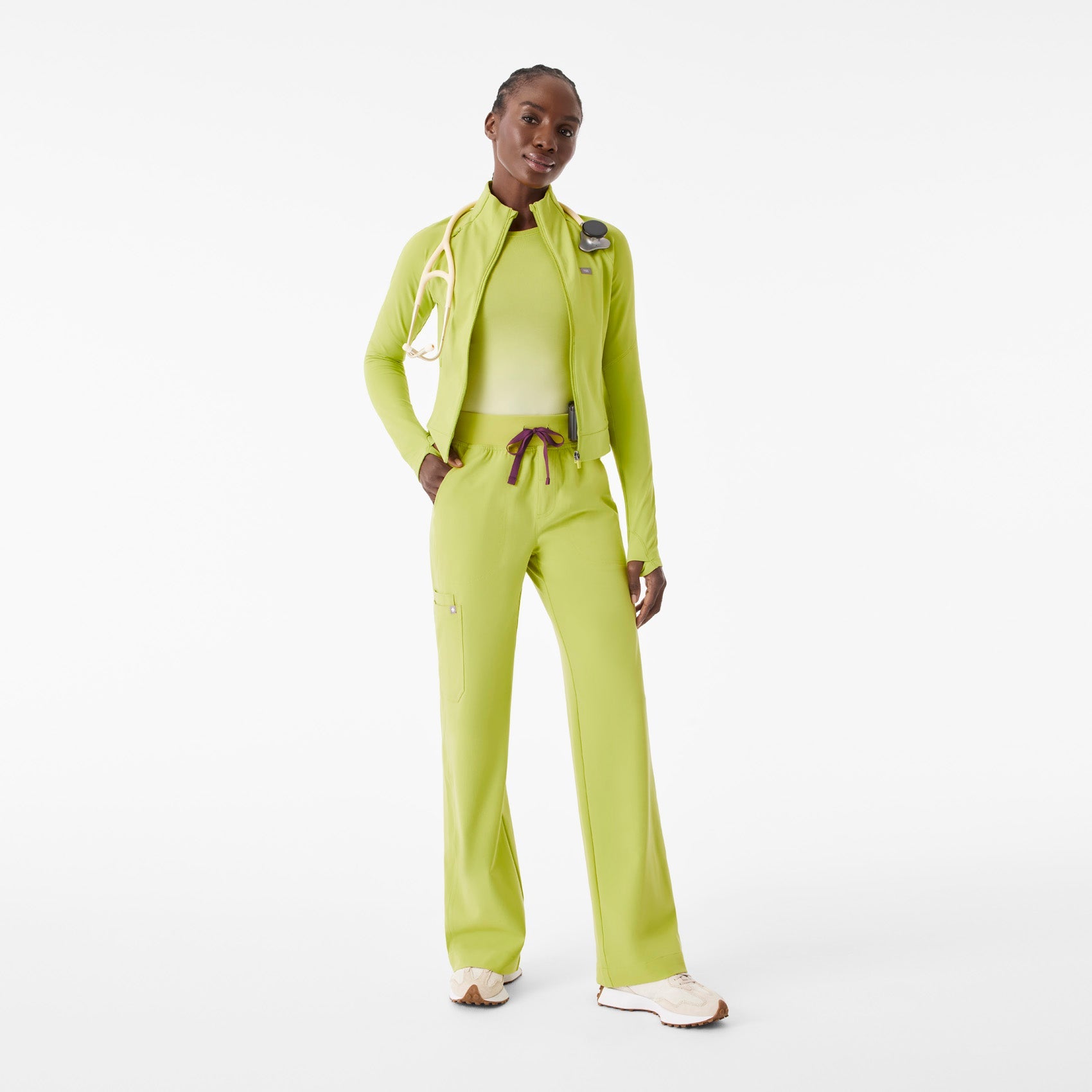ContourKnit Cropped Scrub Jacket™ - Celery