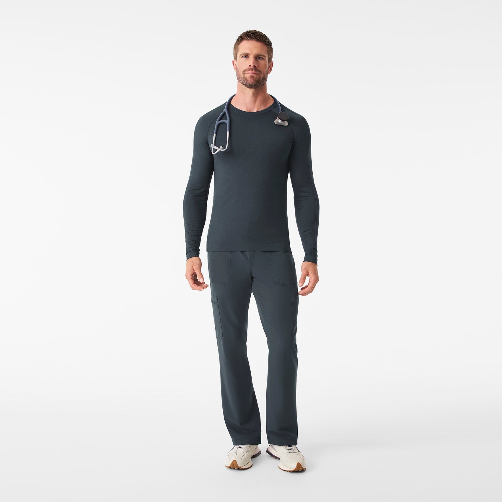 Makato Solid Long-Sleeve Underscrub  - Dark Harbor