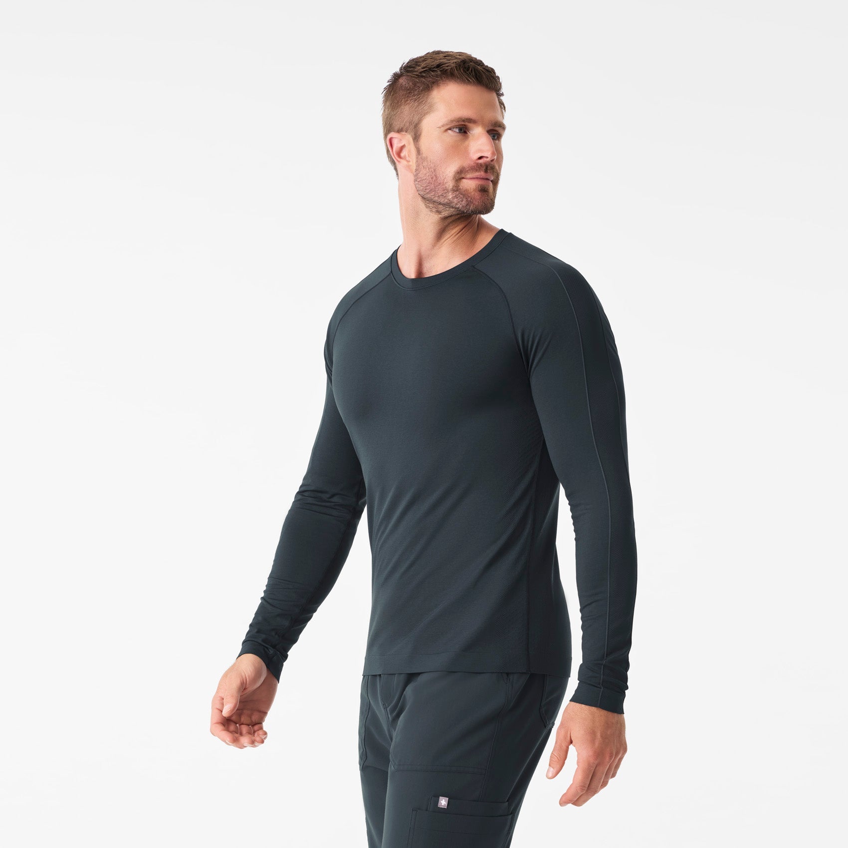 Makato Solid Long-Sleeve Underscrub  - Dark Harbor
