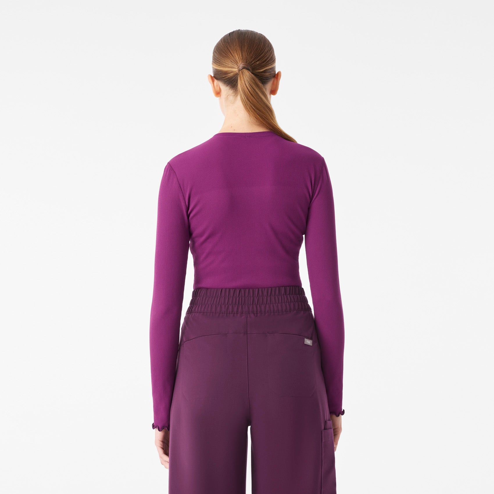 Lacey Ruffle Long-Sleeve Underscrub - Light Deep Purple