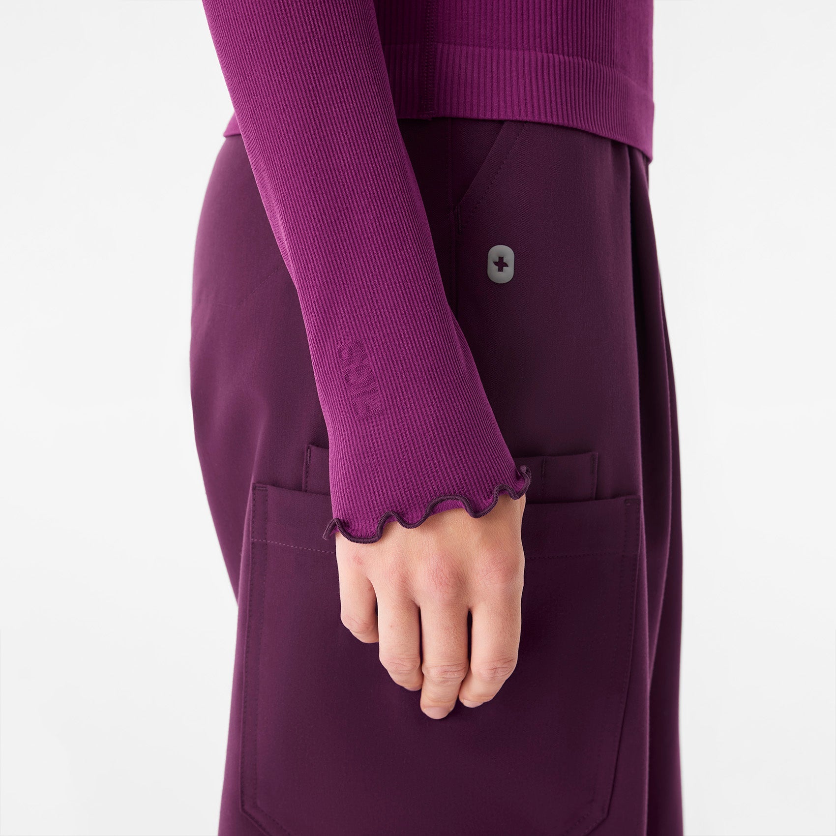 Lacey Ruffle Long-Sleeve Underscrub - Light Deep Purple