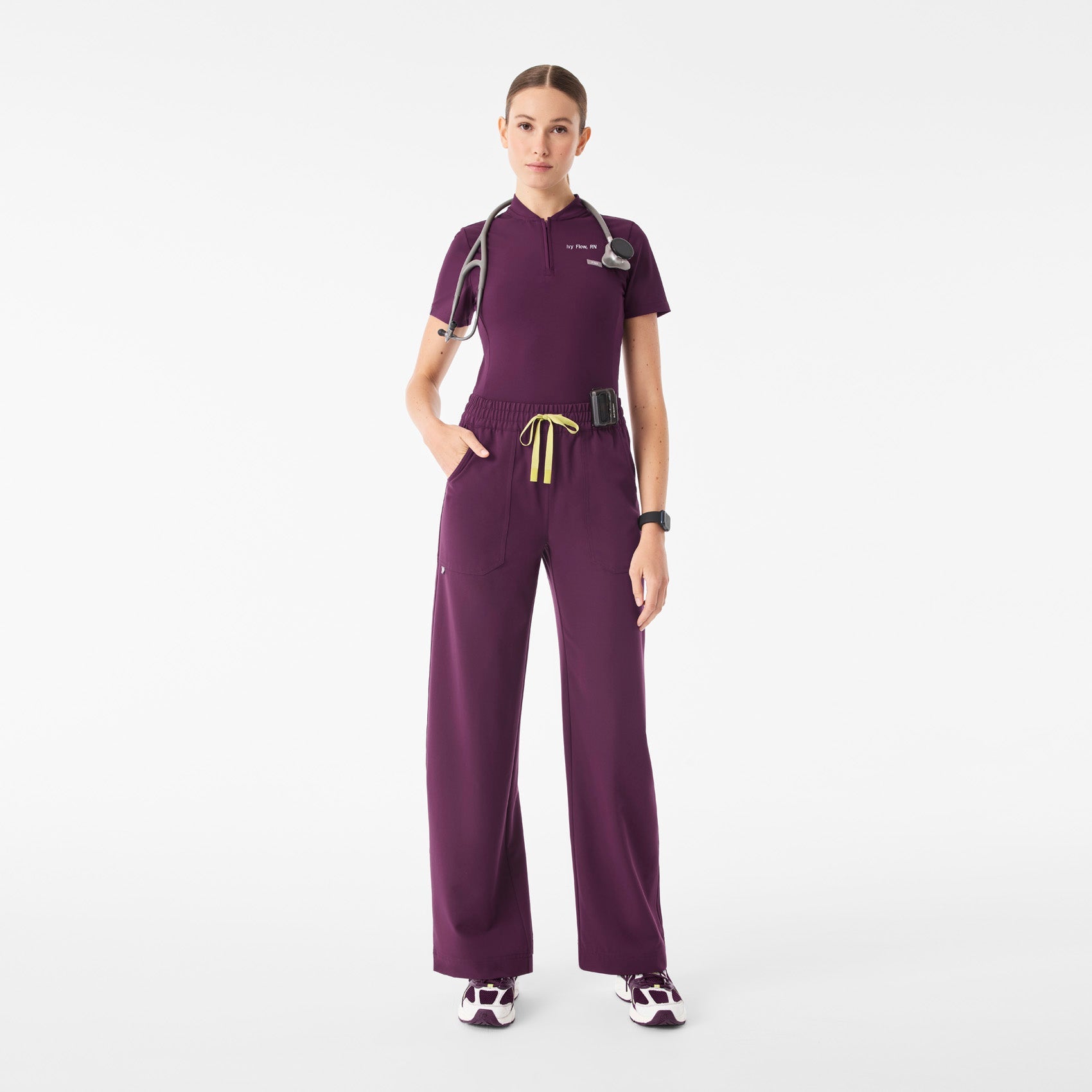 Roslyn Wide-Leg Scrub Pant  - Deep Purple