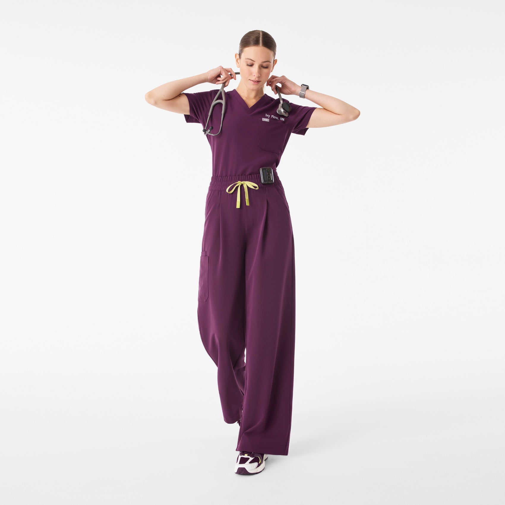 Shelby Ultra High-Rise Wide-Leg Scrub Pant - Deep Purple