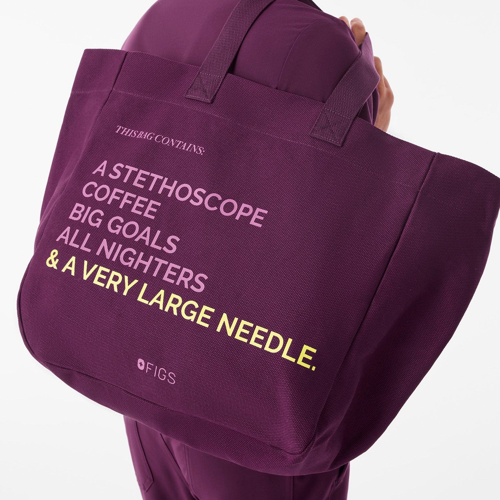 A Very Large Needle Detachable Strap Tote - Deep Purple