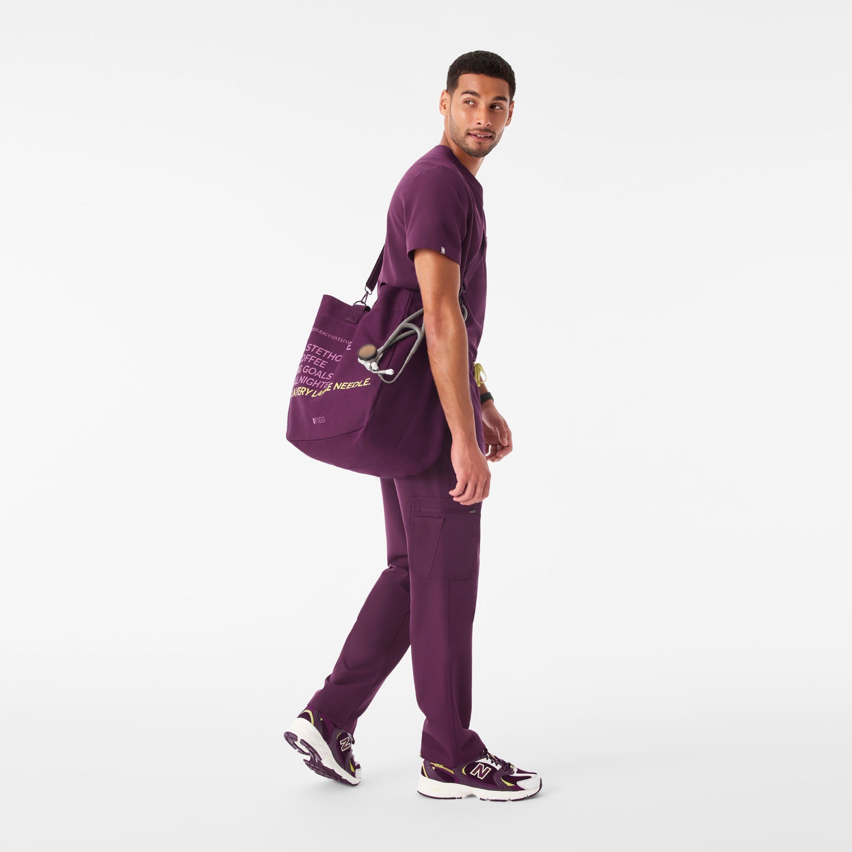 A Very Large Needle Detachable Strap Tote - Deep Purple